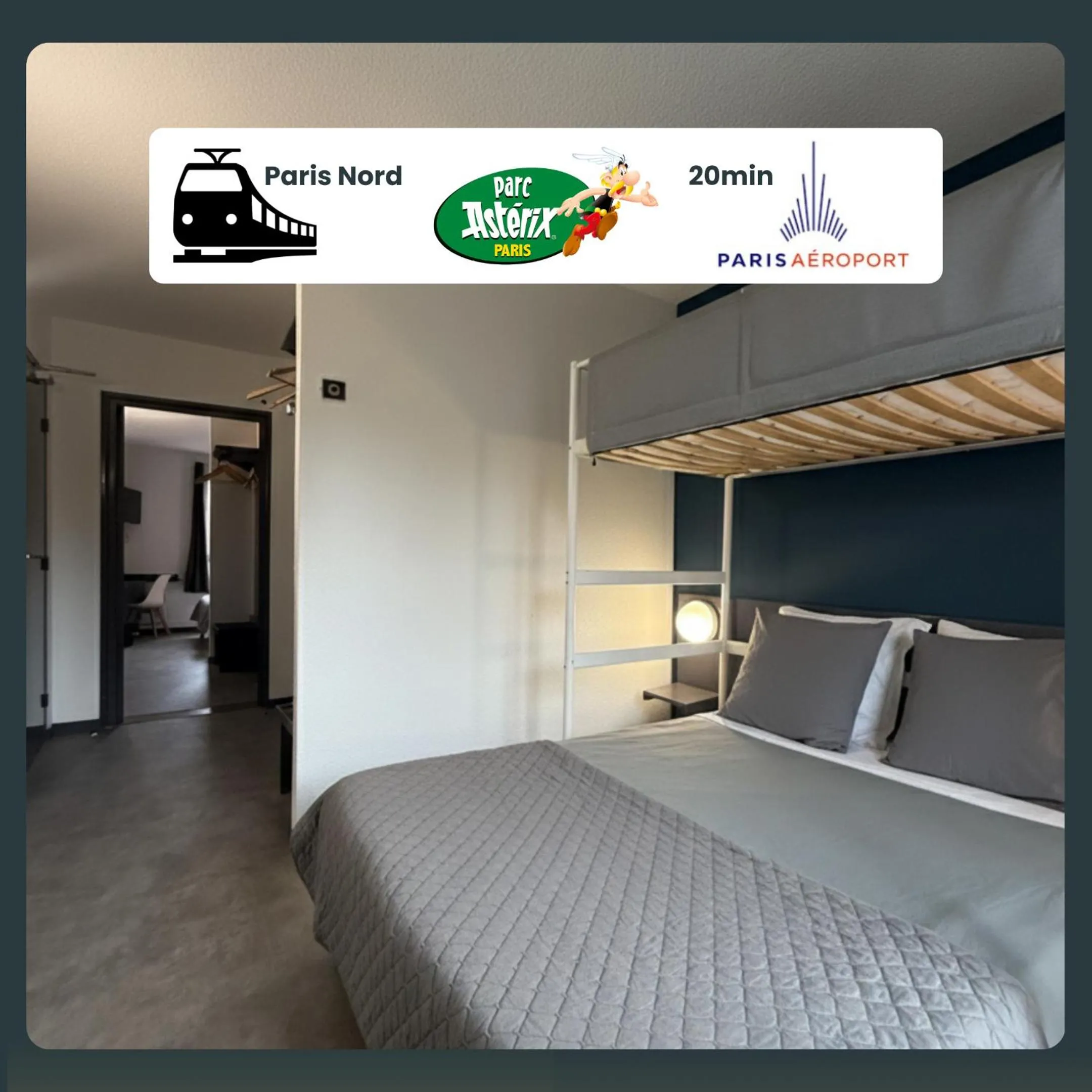Bed in Hôtel La Nonette ASTERIX, CDG AIRPORT & PARIS CENTRE