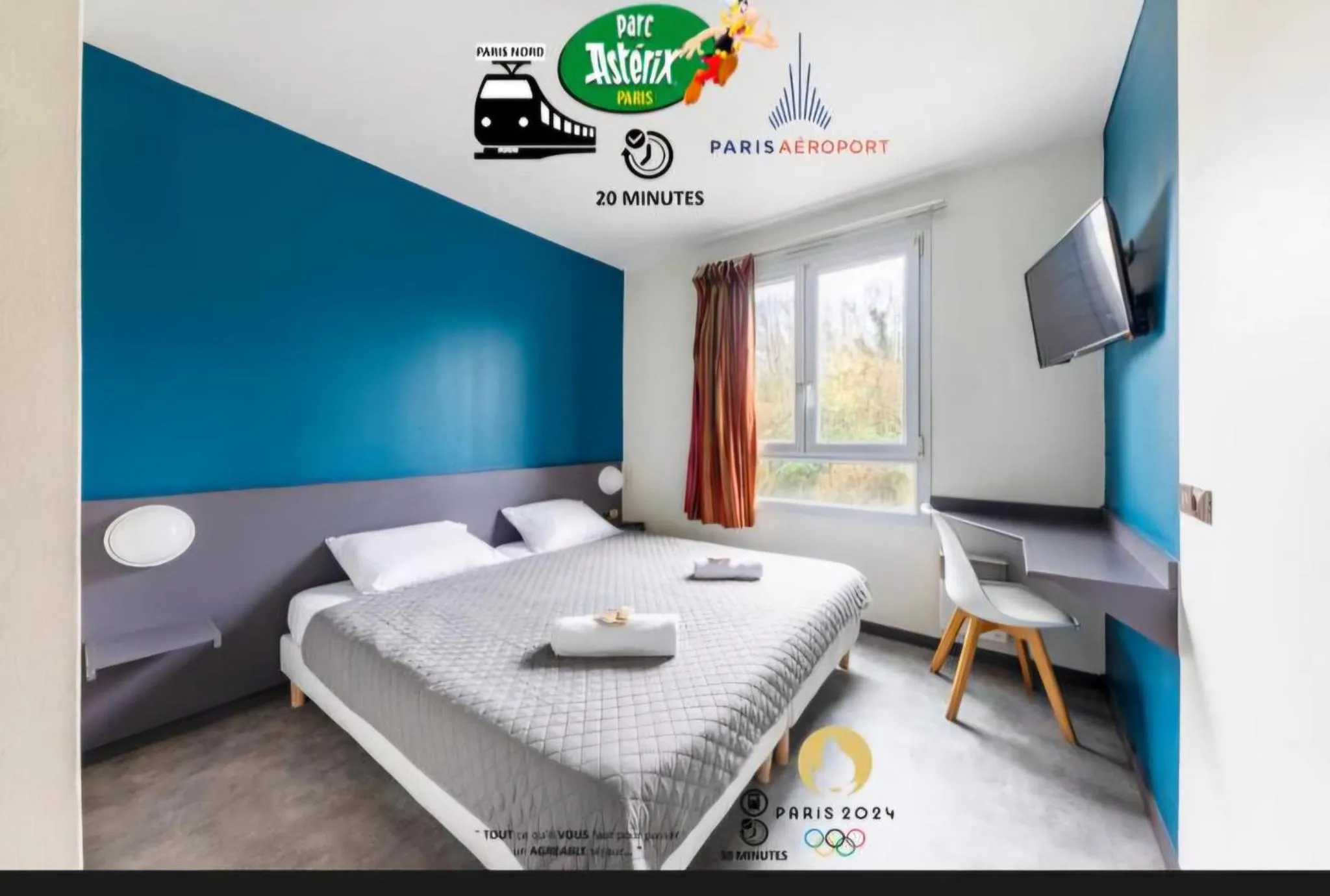 Bed in Hôtel La Nonette ASTERIX, CDG AIRPORT & PARIS CENTRE