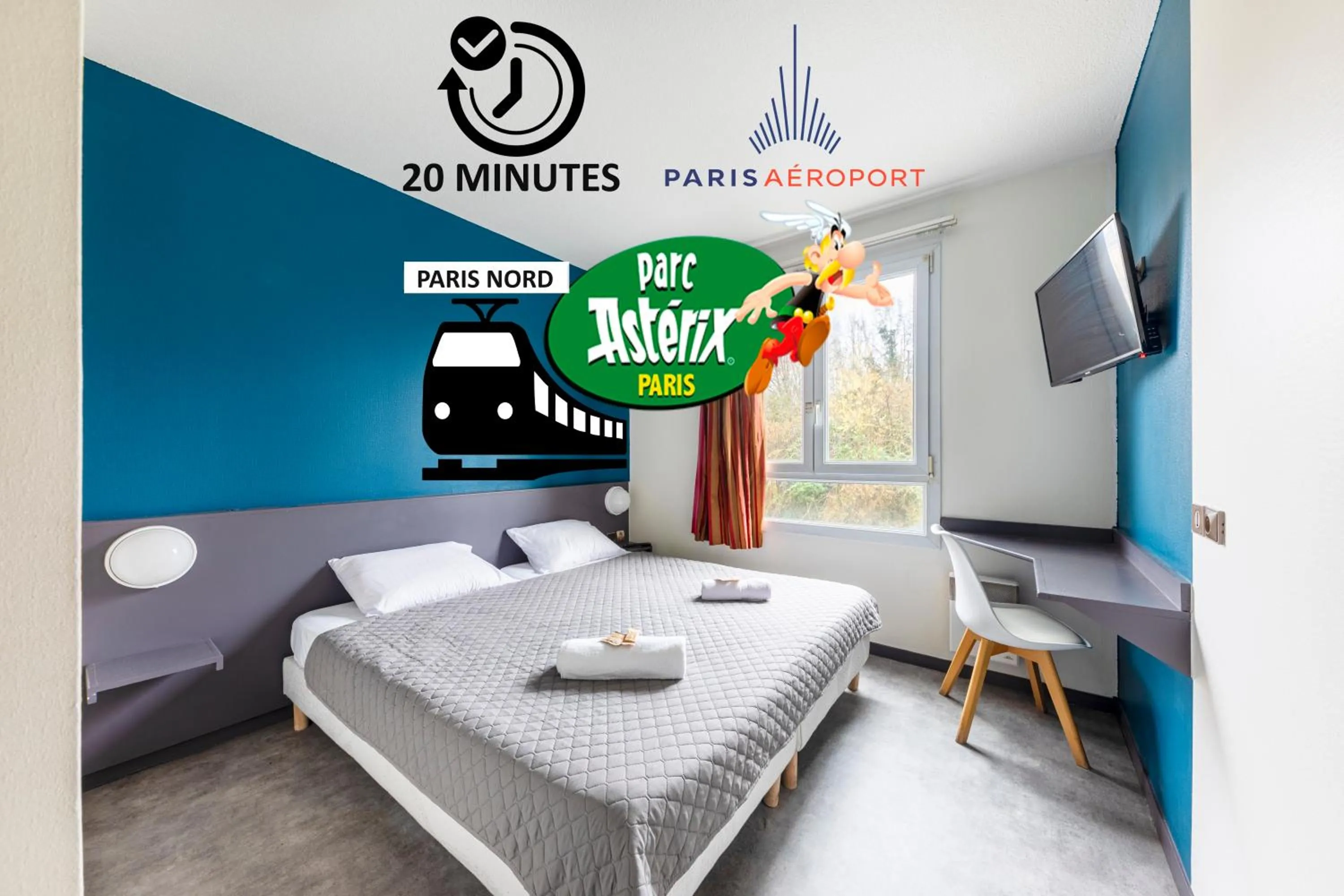 Bed in Hôtel La Nonette ASTERIX, CDG AIRPORT & PARIS CENTRE