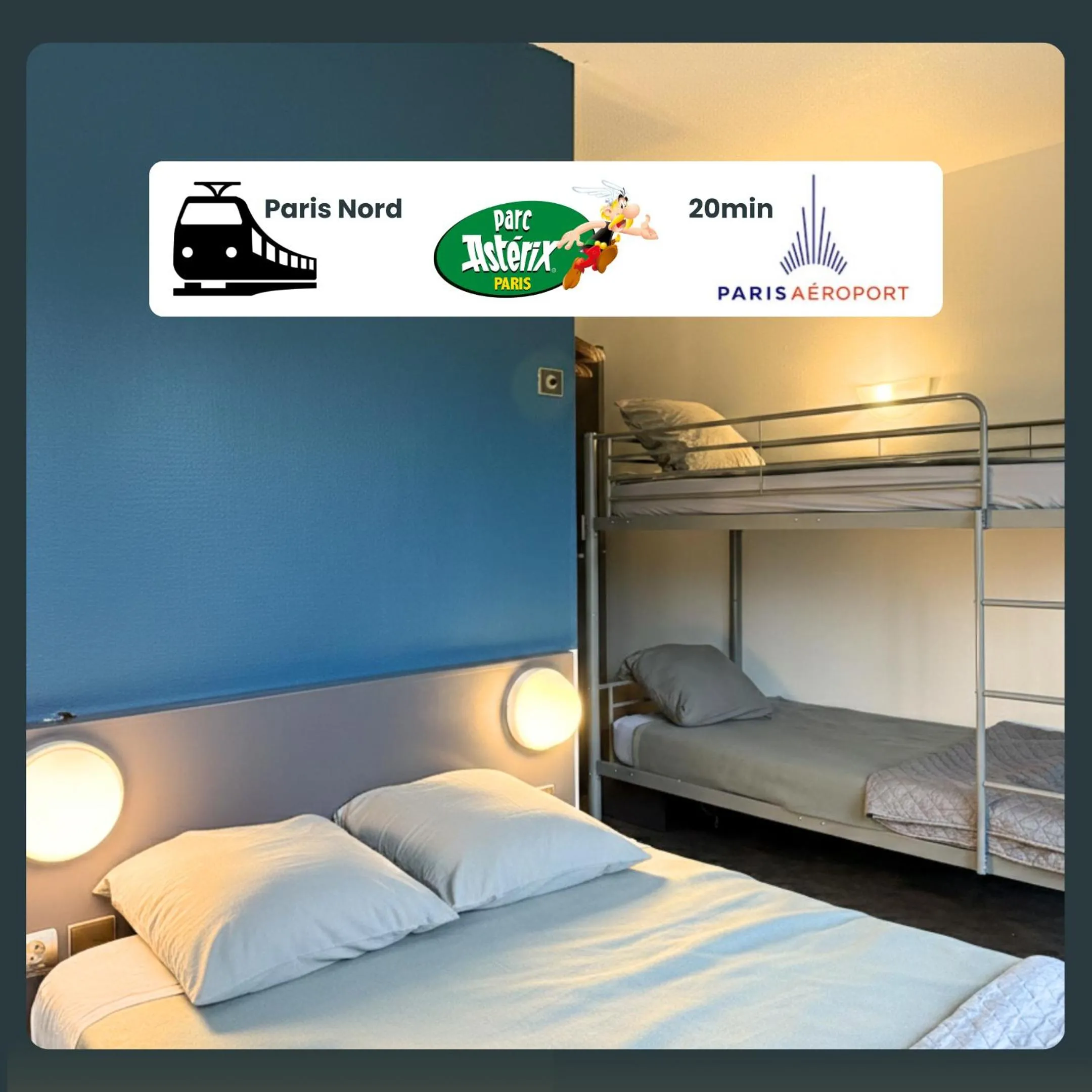 Bed in Hôtel La Nonette ASTERIX, CDG AIRPORT & PARIS CENTRE