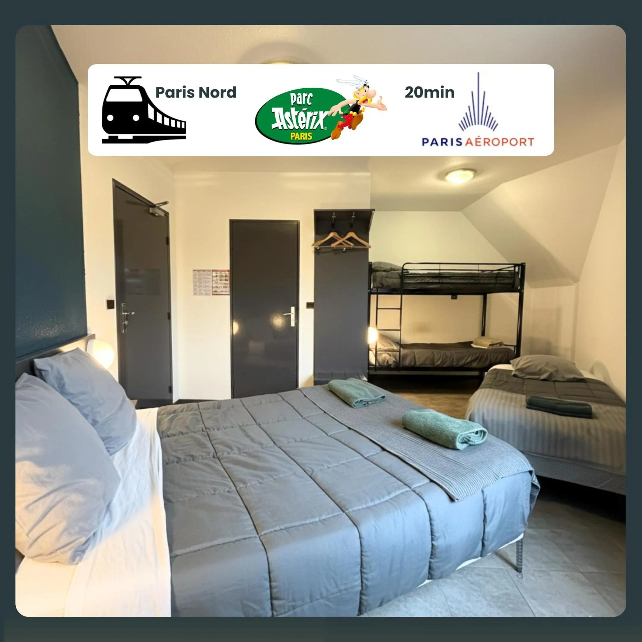 Bed in Hôtel La Nonette ASTERIX, CDG AIRPORT & PARIS CENTRE