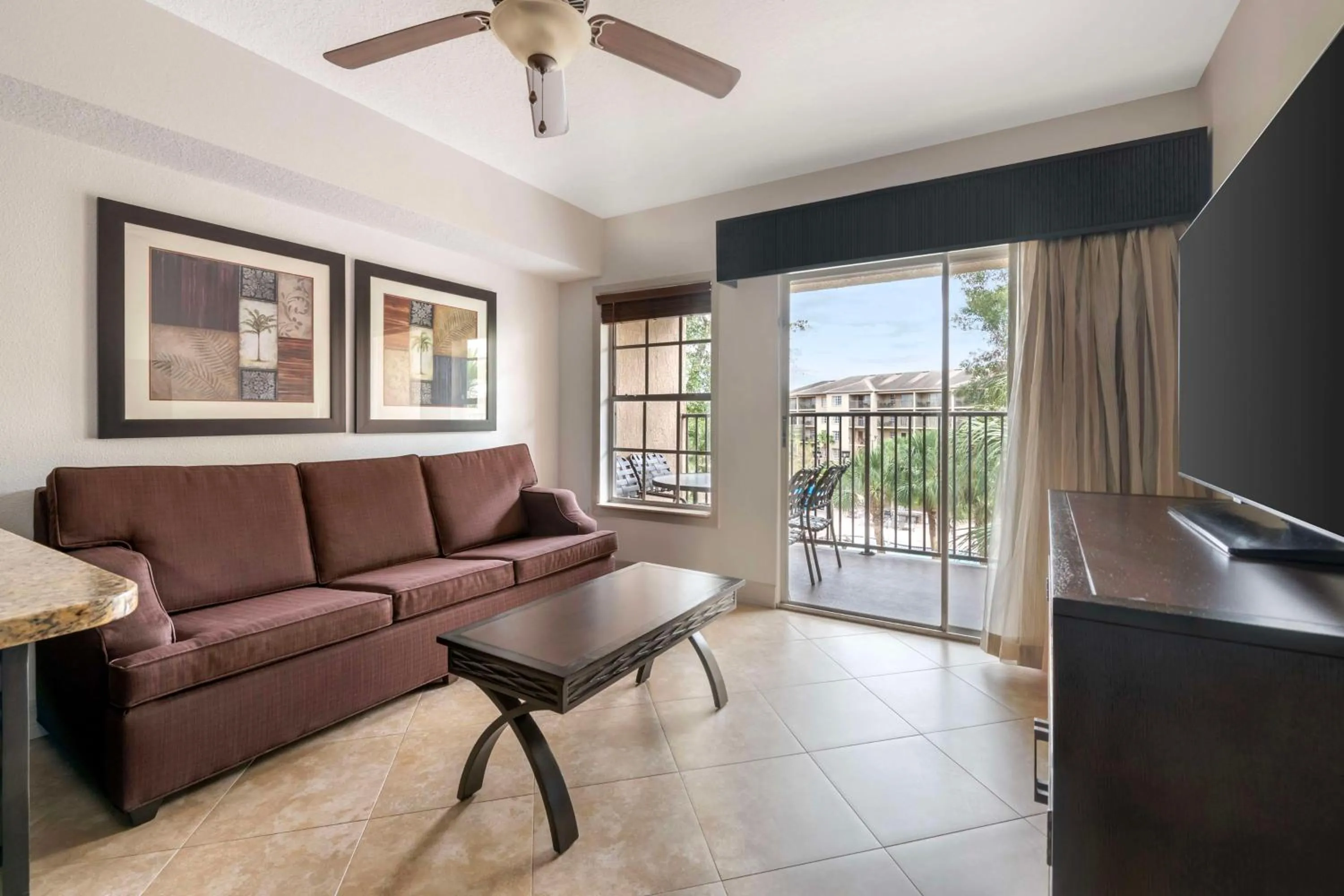 Living room in Hilton Vacation Club Aqua Sol Orlando West