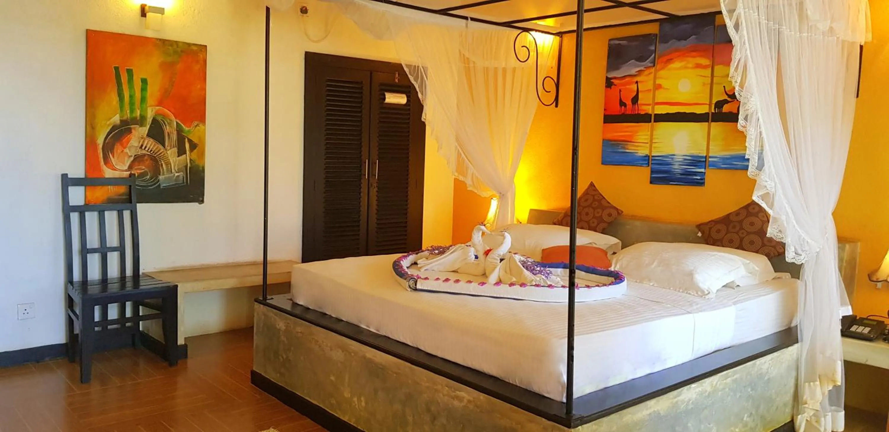 Bed in Flower Garden Lake Resort