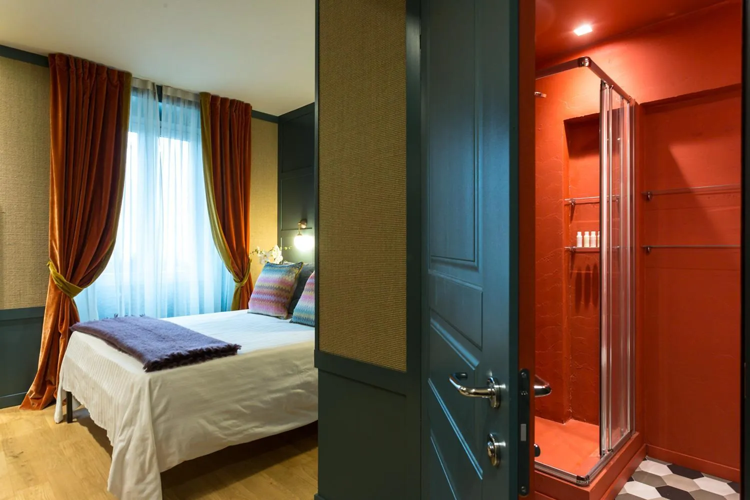 Photo of the whole room, Bed in Living Suites