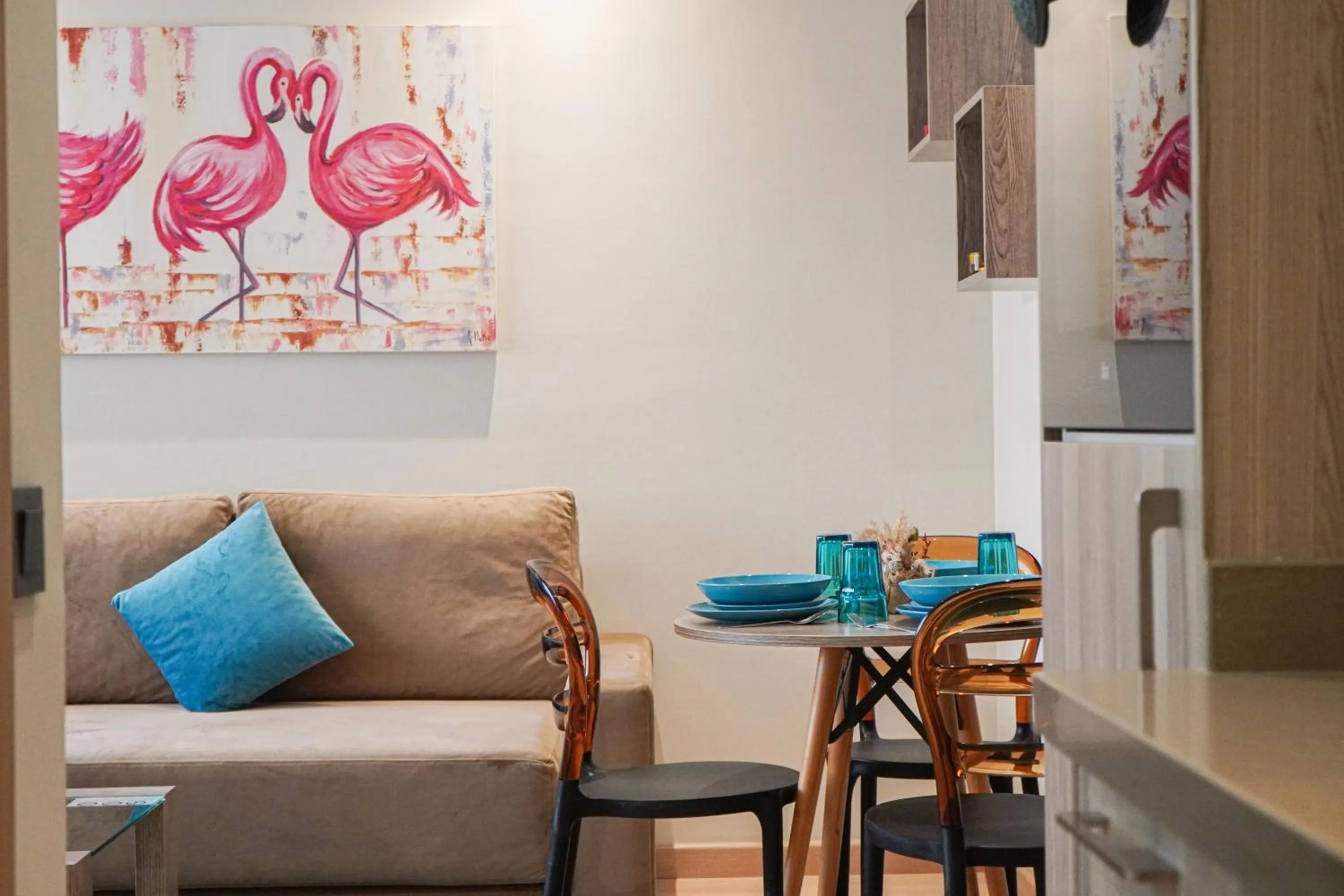 Living room in Flamant Rose Appart Hotel