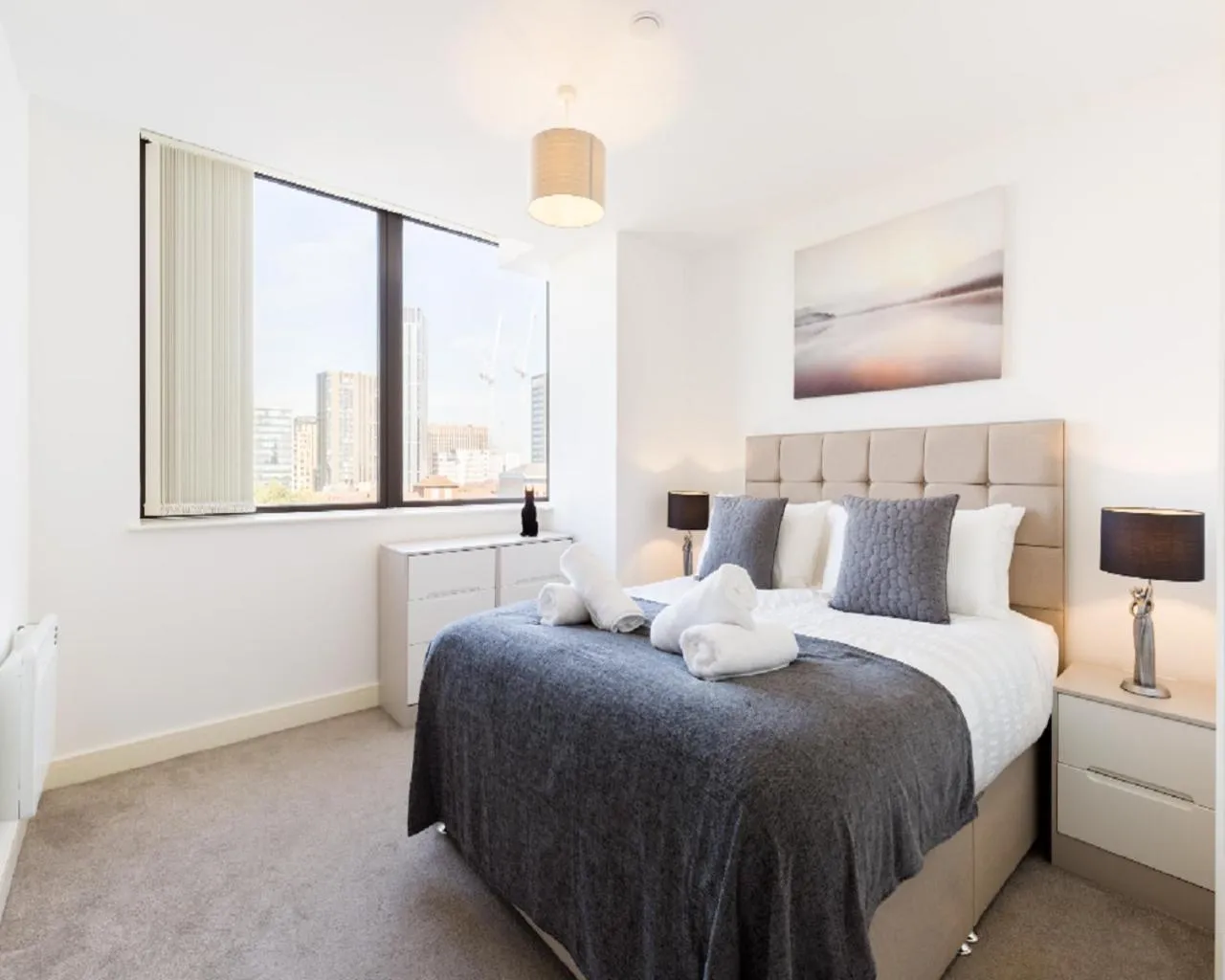 Bedroom, Bed in KCS Luxury Apartment - Broad Street Birmingham