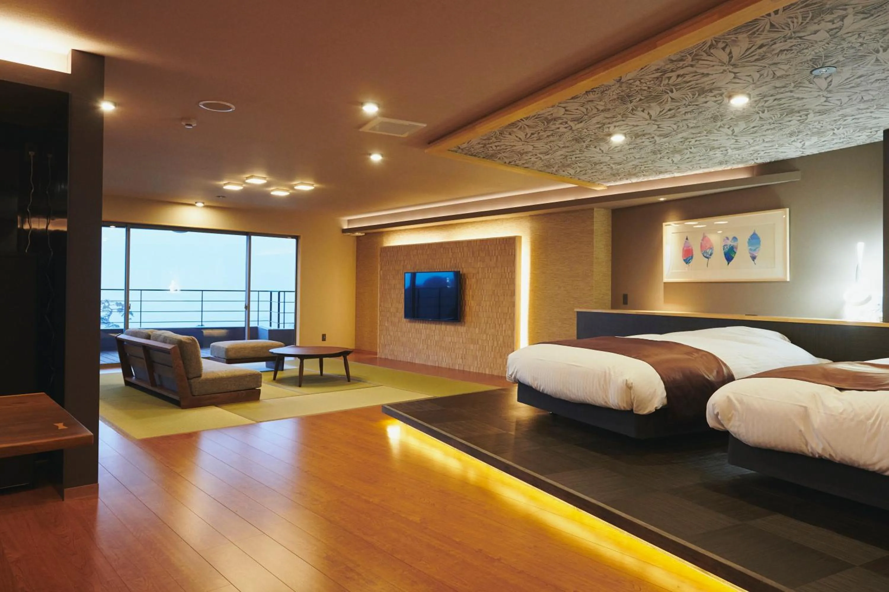 Bed in ITADAKI Daisen 大山参道ホテル頂