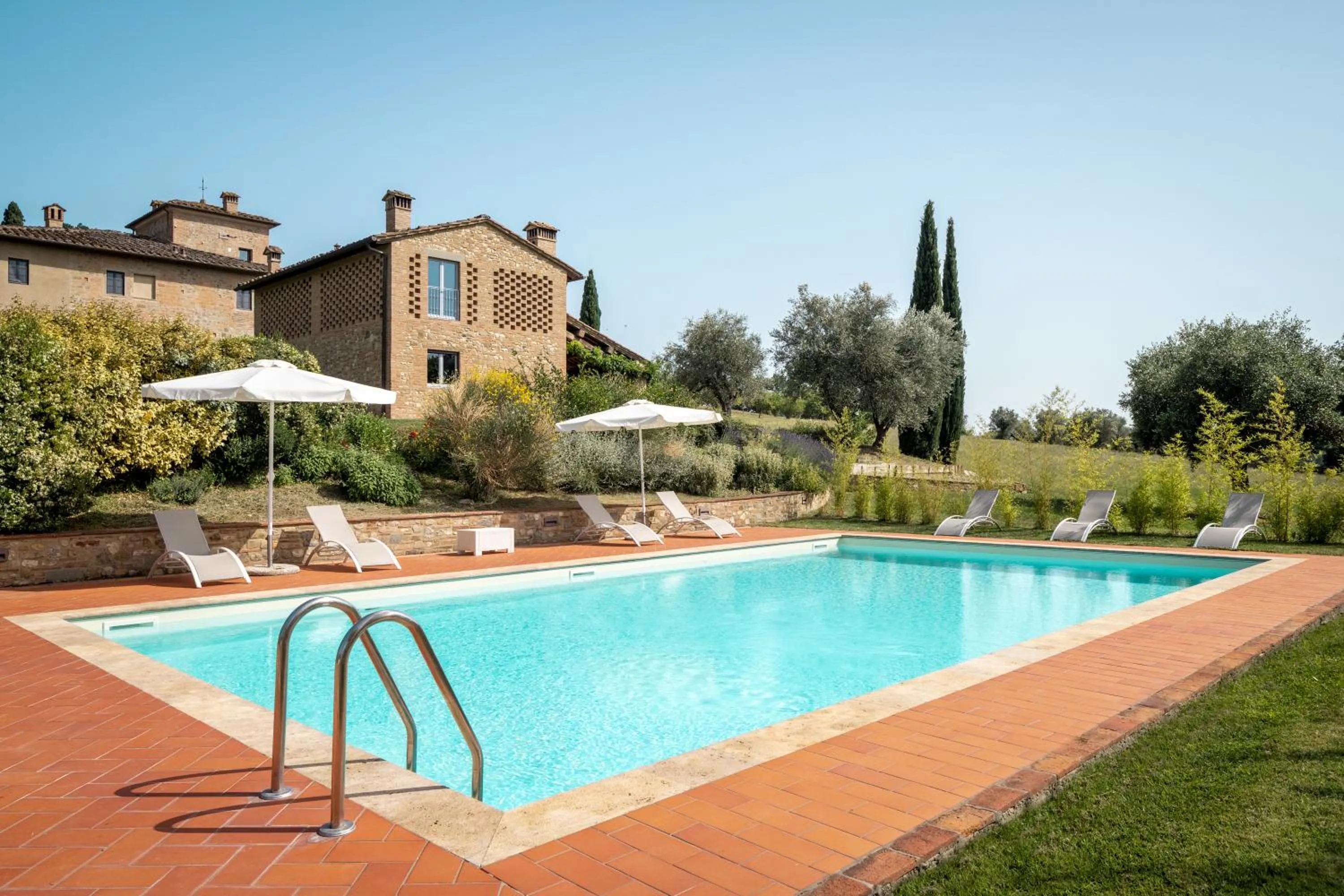 Pool view in Tenuta Di Sticciano