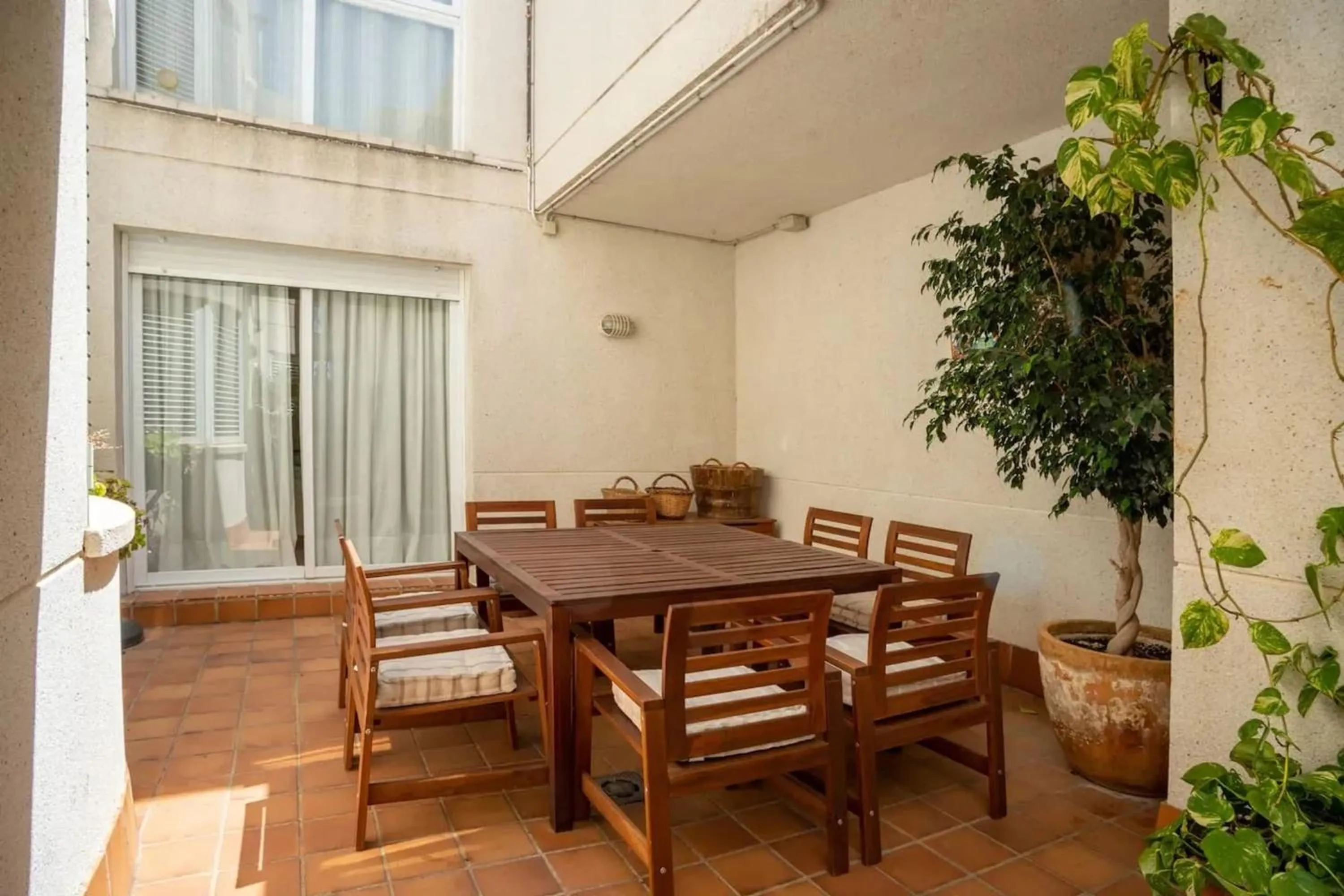 Balcony/Terrace in Comfortable House in Sitges with Shared Pool