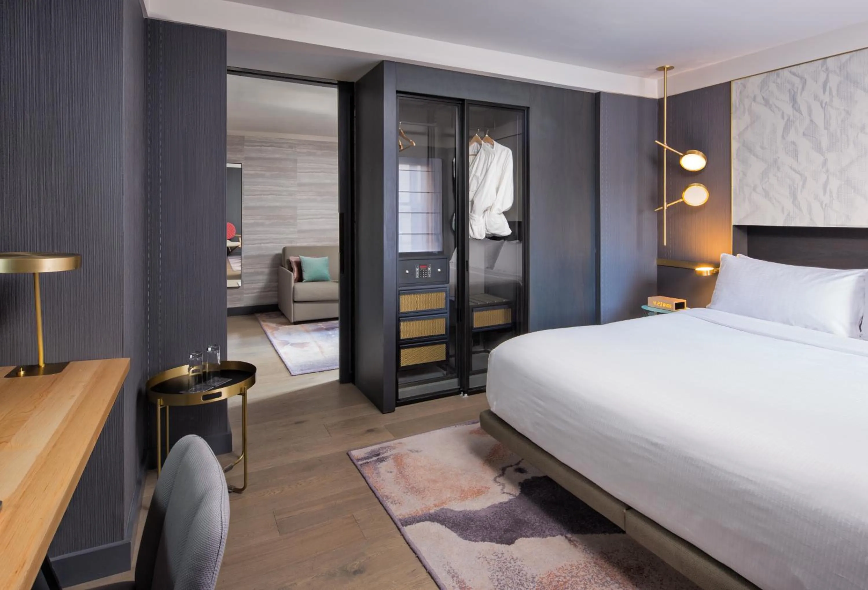 Living room, Bed in The Time New York, part of JdV by Hyatt