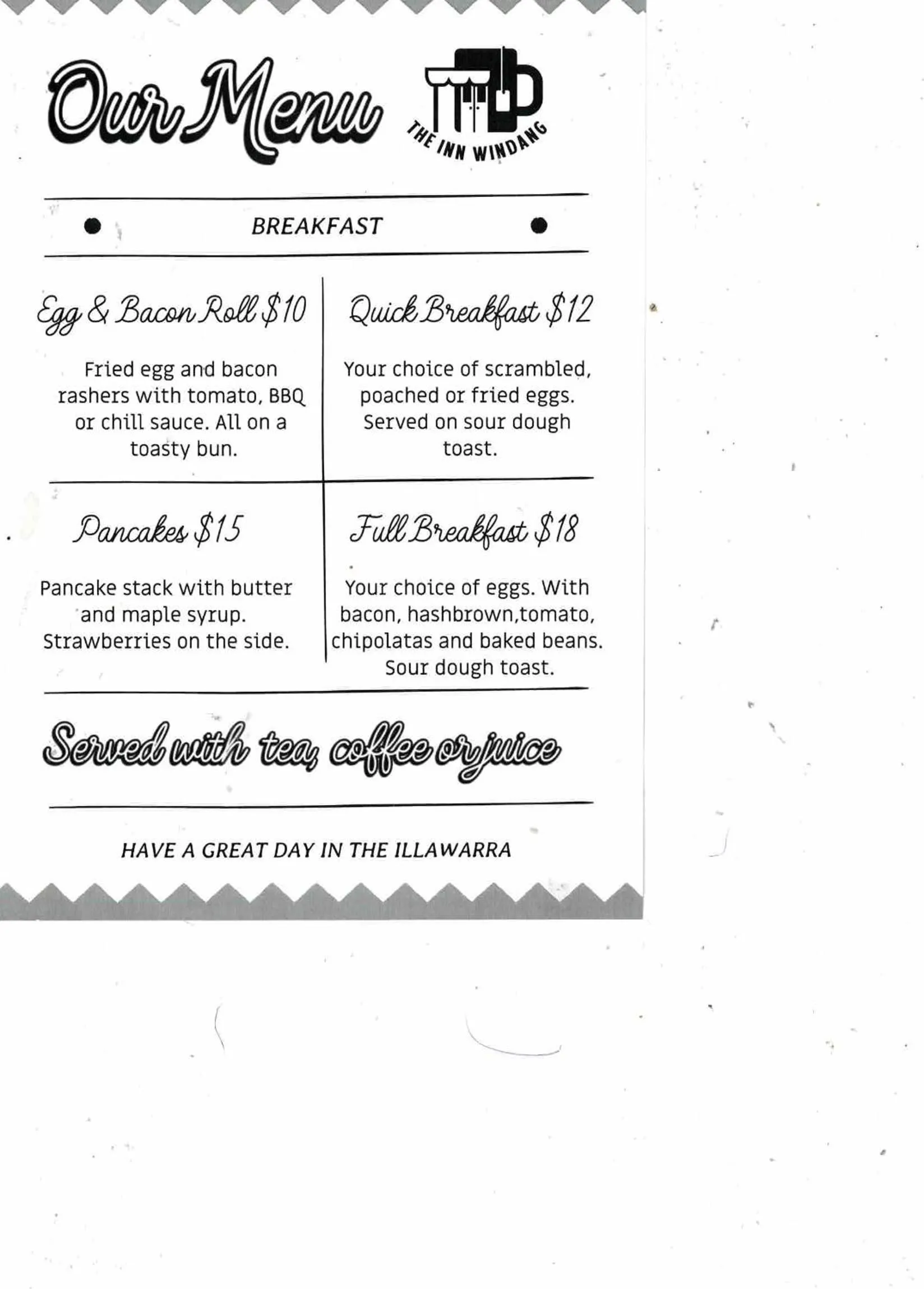 Restaurant/places to eat in Lakeside Inn Wollongong