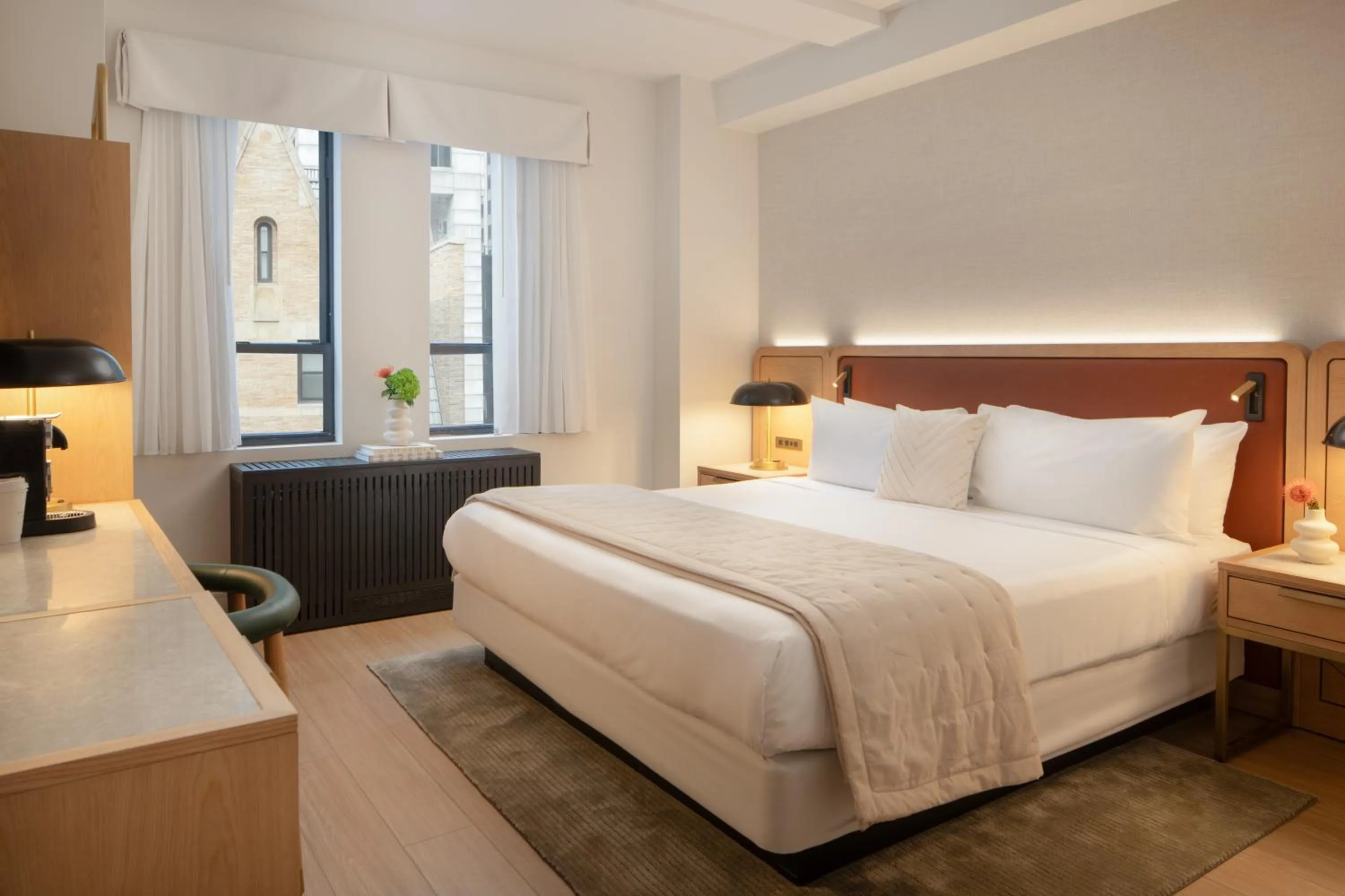 Bedroom, Bed in Aura Hotel Times Square Newly Renovated