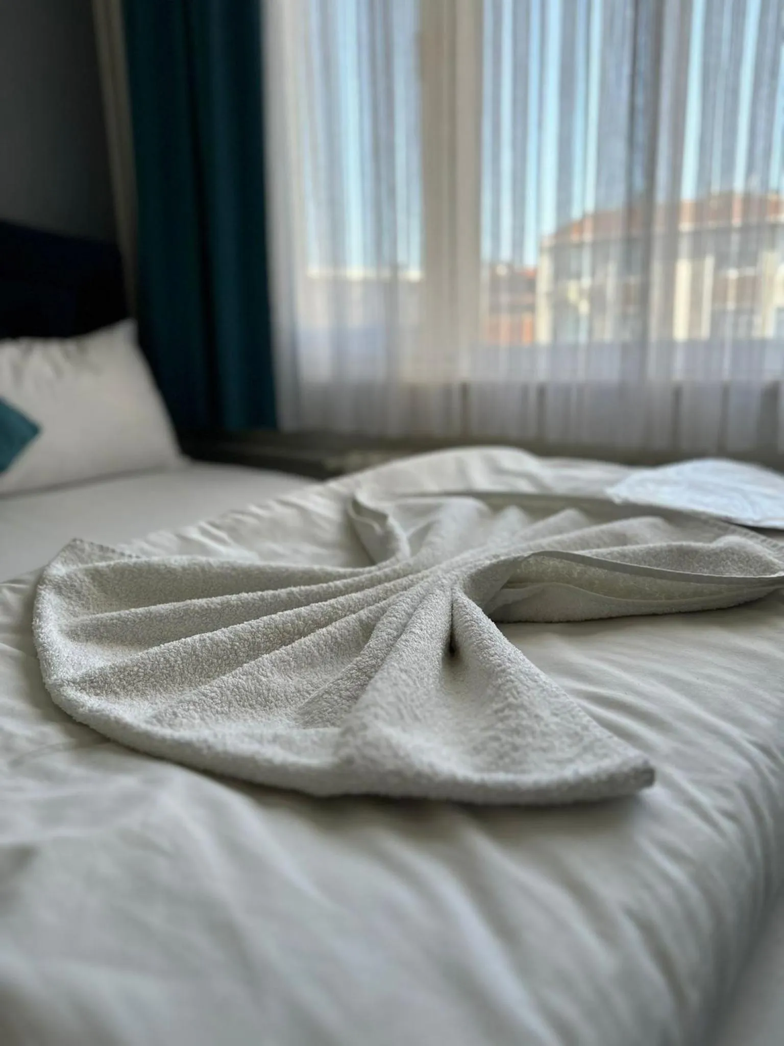 towels, Bed in HİSAR HOTEL