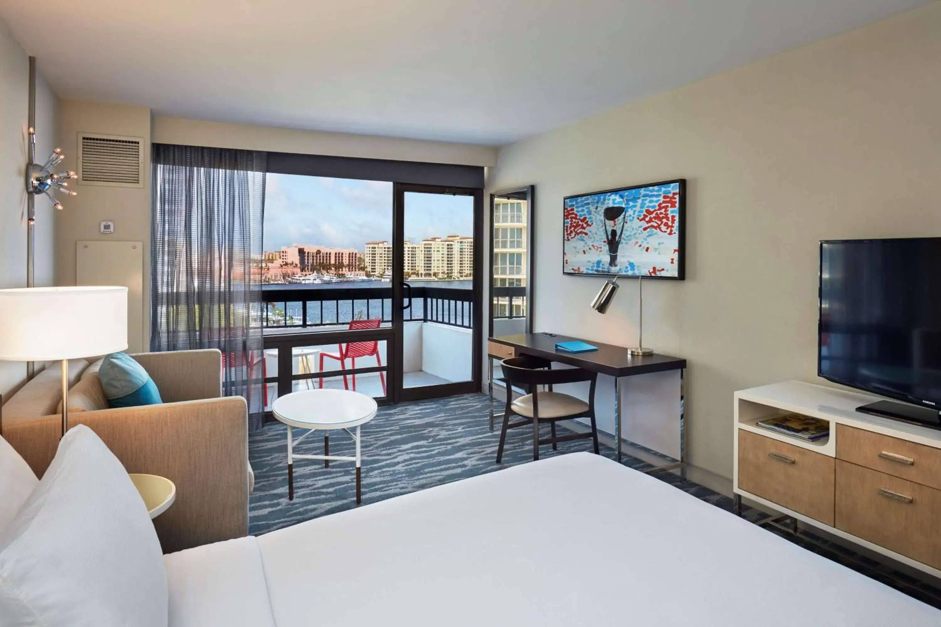 King Room - Hearing Accessible with Balcony and Water View in Waterstone Resort & Marina Boca Raton, Curio Collection by Hilton King Room - Hearing Accessible with Balcony and Water View in Waterstone Resort & Marina Boca Raton, Curio Collection by Hilton