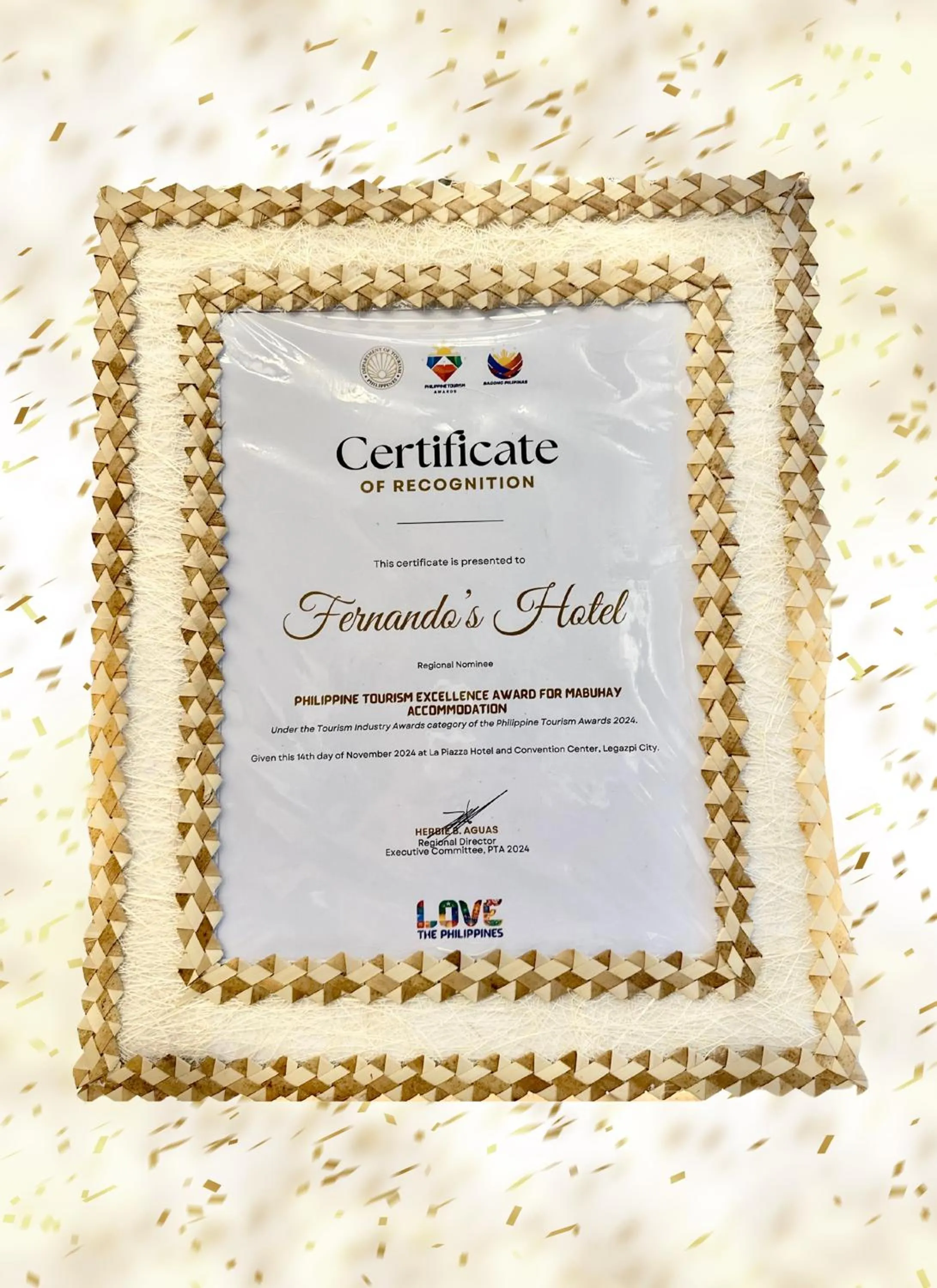 Logo/Certificate/Sign in Fernando's Hotel