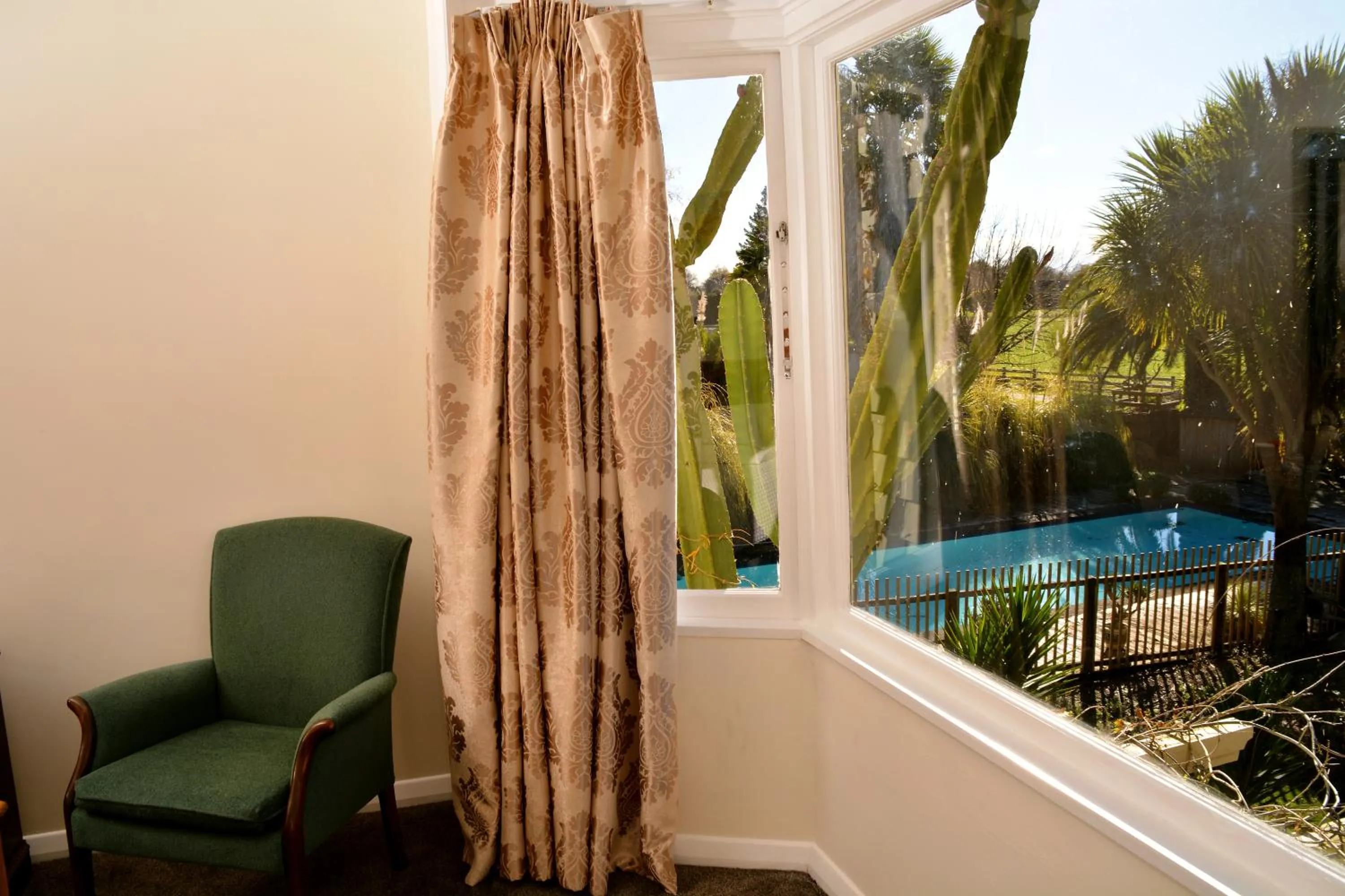 Pool view in English Cherry Tree Manor