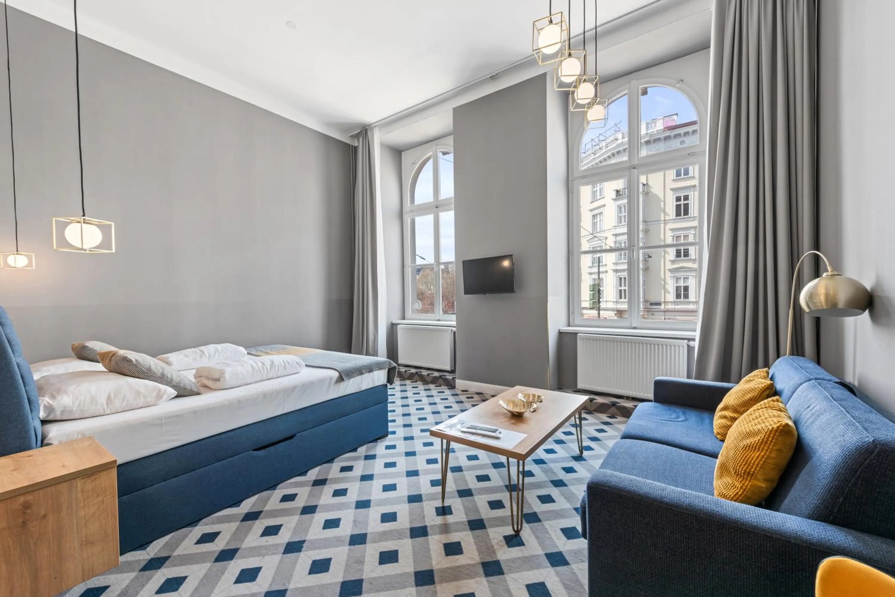 Living room, Bed in KH Opera Apartments