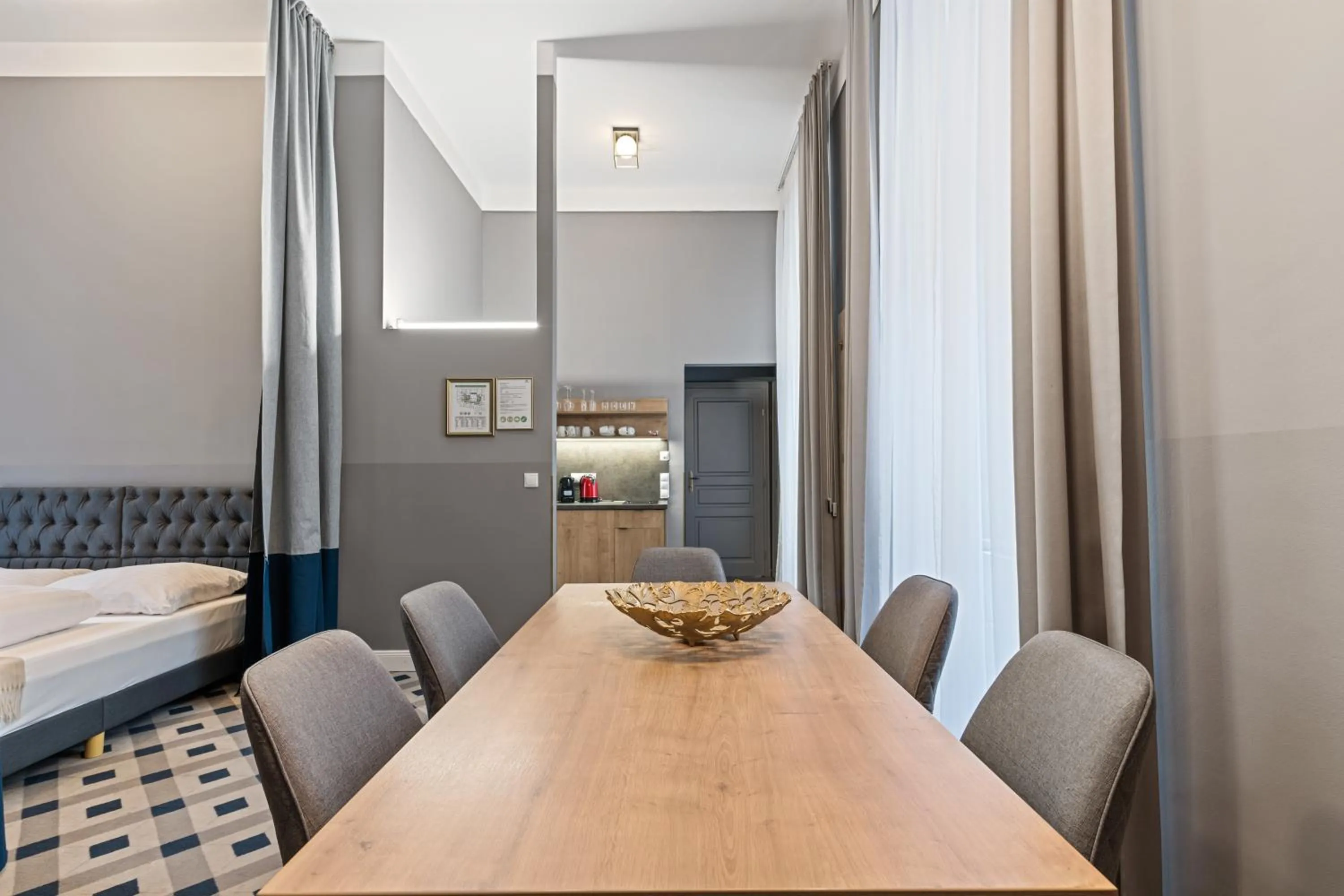 Dining area, Bed in KH Opera Apartments