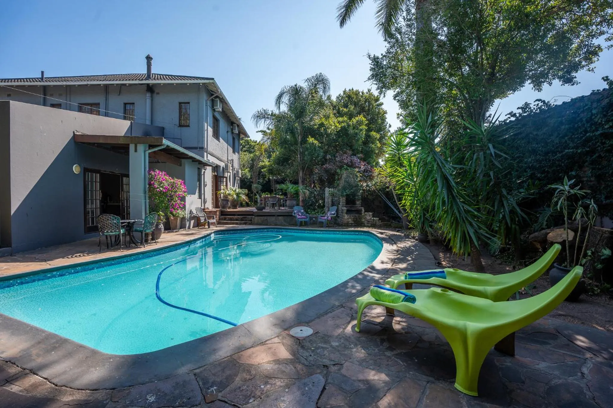 Pool view in Palm Tree Manor