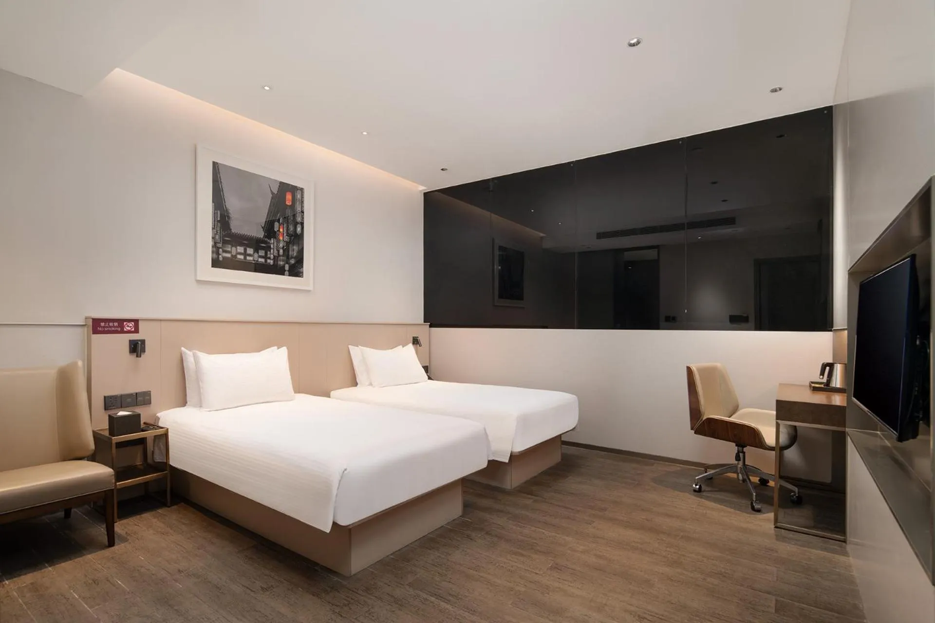 Bed in Meichen Hotel 2nd Floor Terminal Building Beijing Daxing International Airport