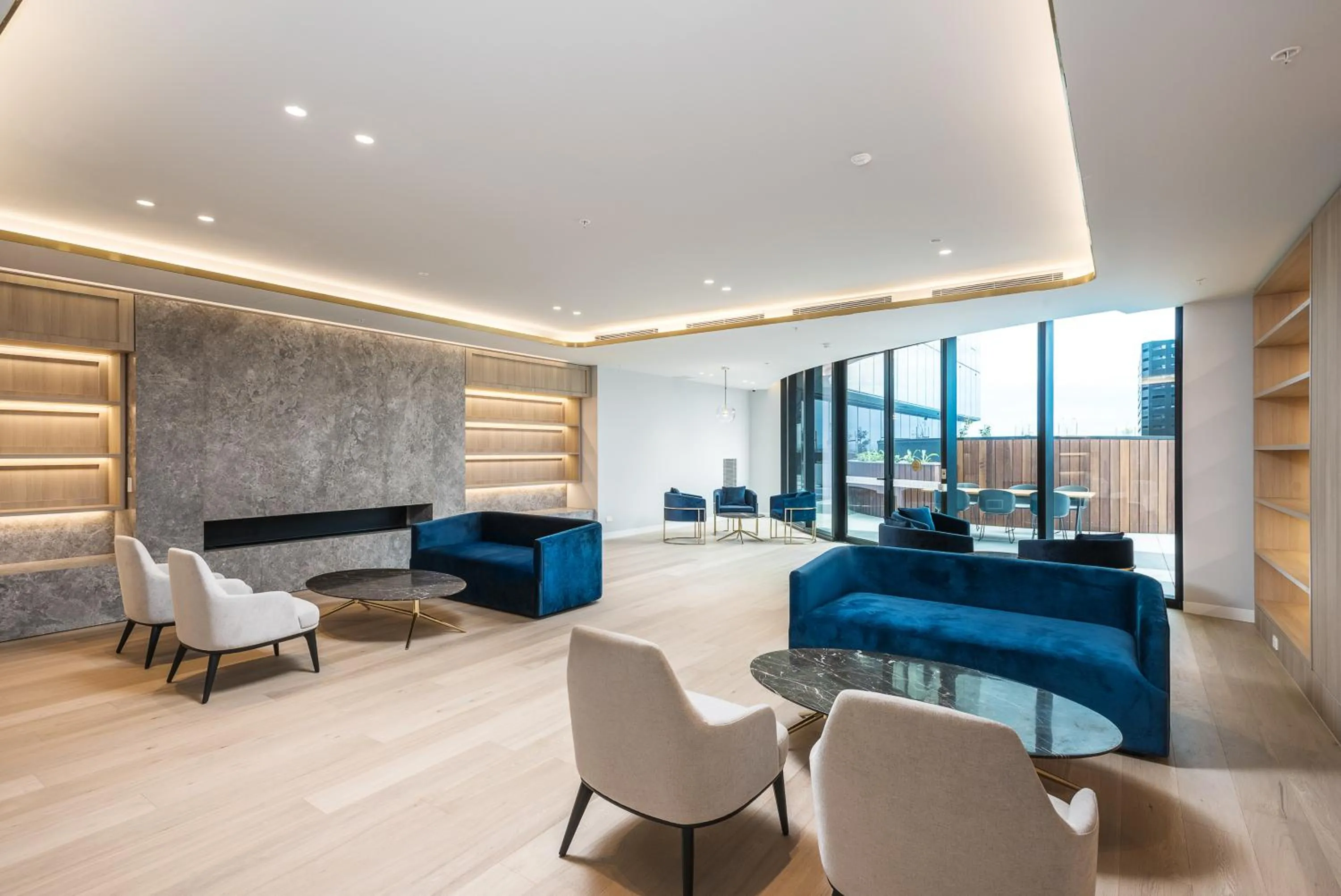 Seating area in Sky One Apartments by CLLIX