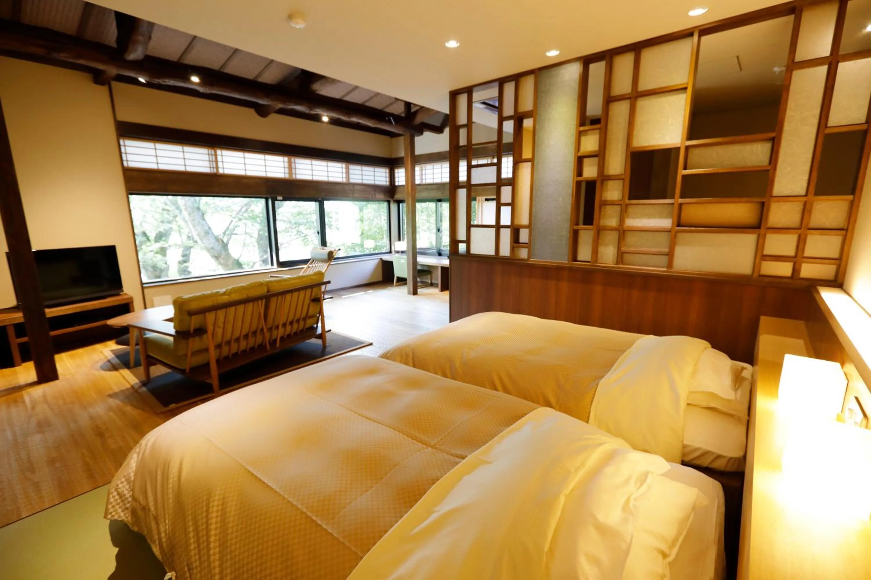 Bedroom, Bed in Yumeguri no Yado Yoshiharu