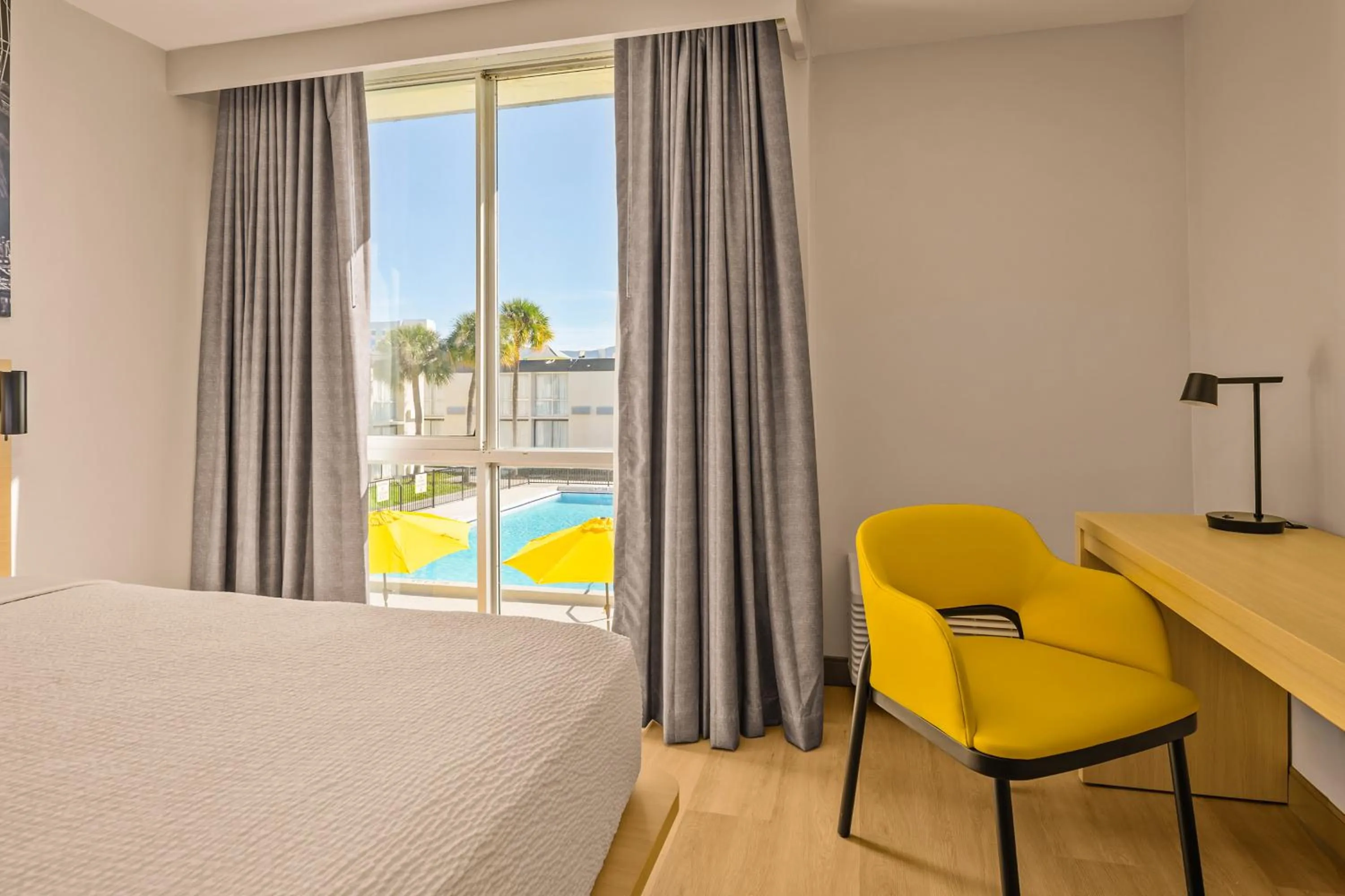 View (from property/room), Bed in B&B HOTEL Orlando International Drive near Universal - Newly Renovated!