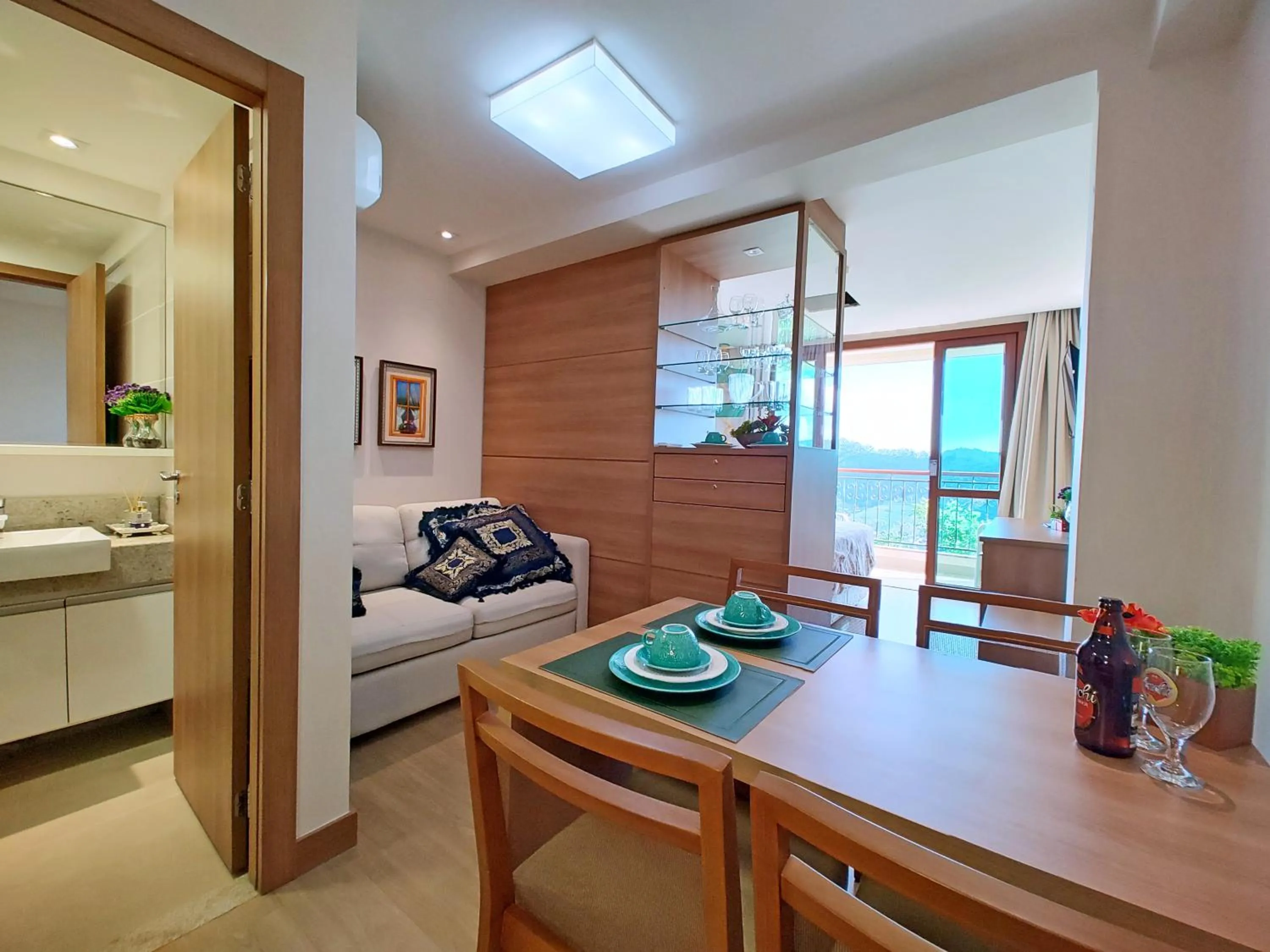 Bed in FLAT VARANDA PEDRA AZUL - Vista Azul Apart Hotel