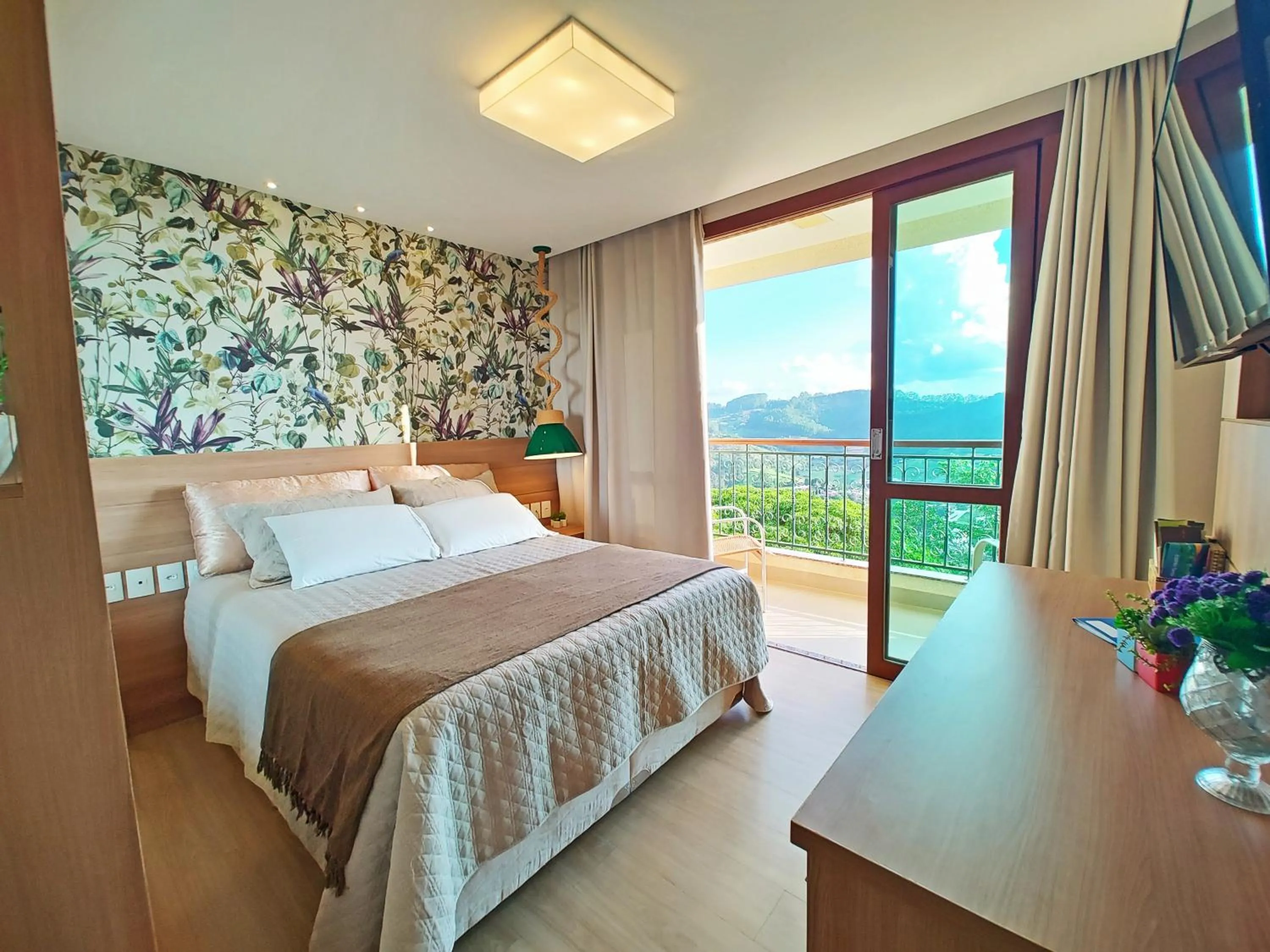 Bed in FLAT VARANDA PEDRA AZUL - Vista Azul Apart Hotel