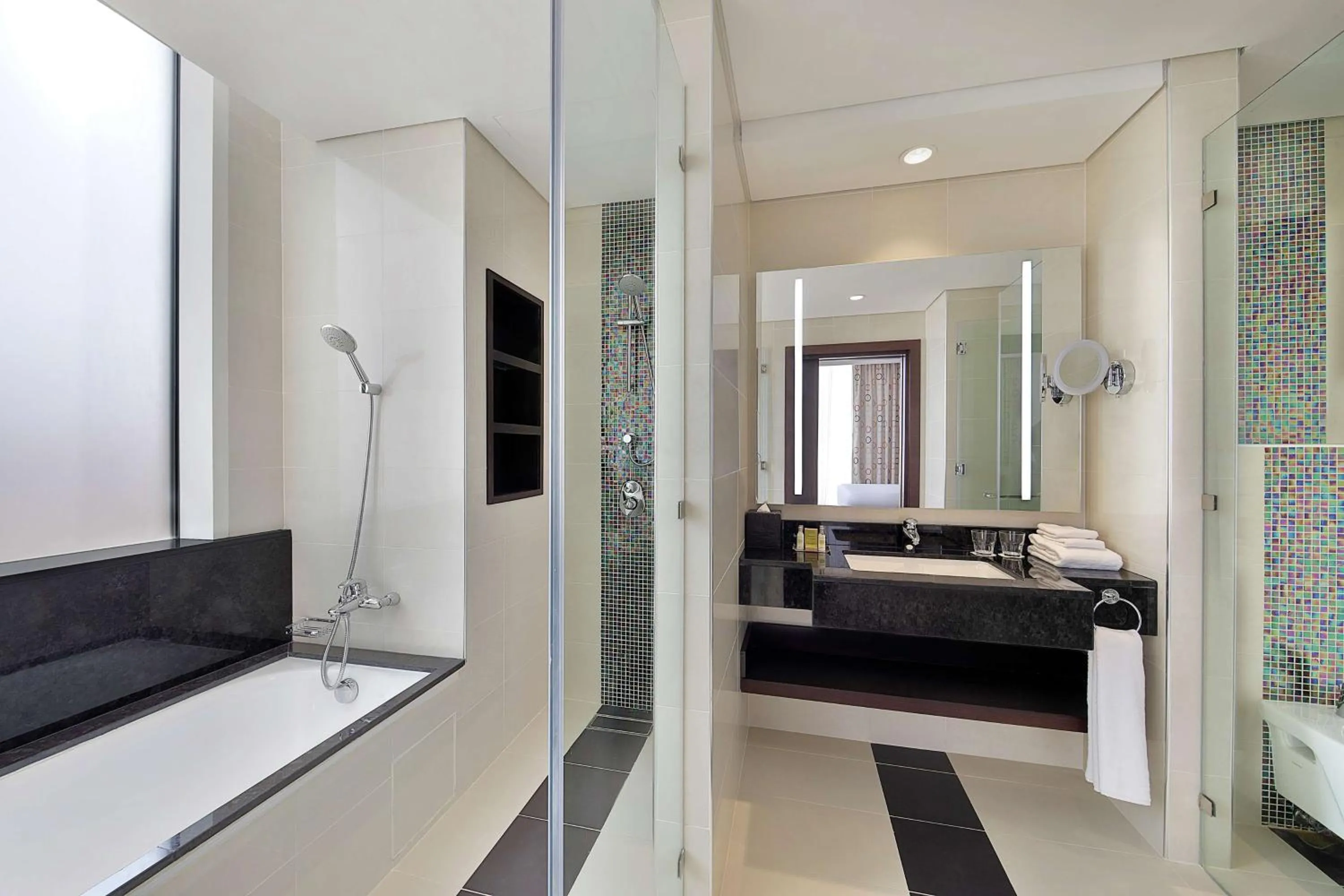 Bathroom, Bed in DoubleTree By Hilton Doha - Al Sadd