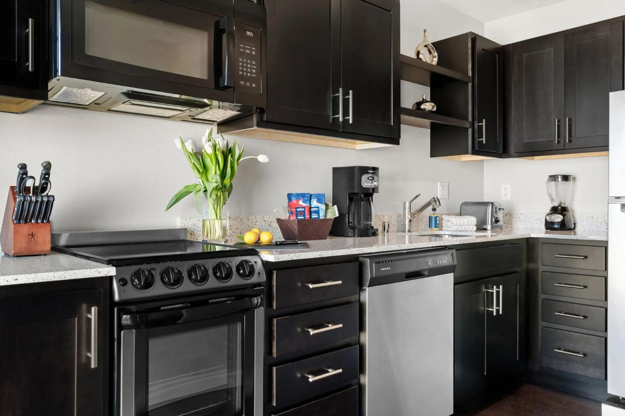 Communal kitchen in The Suites at Fisherman's Wharf