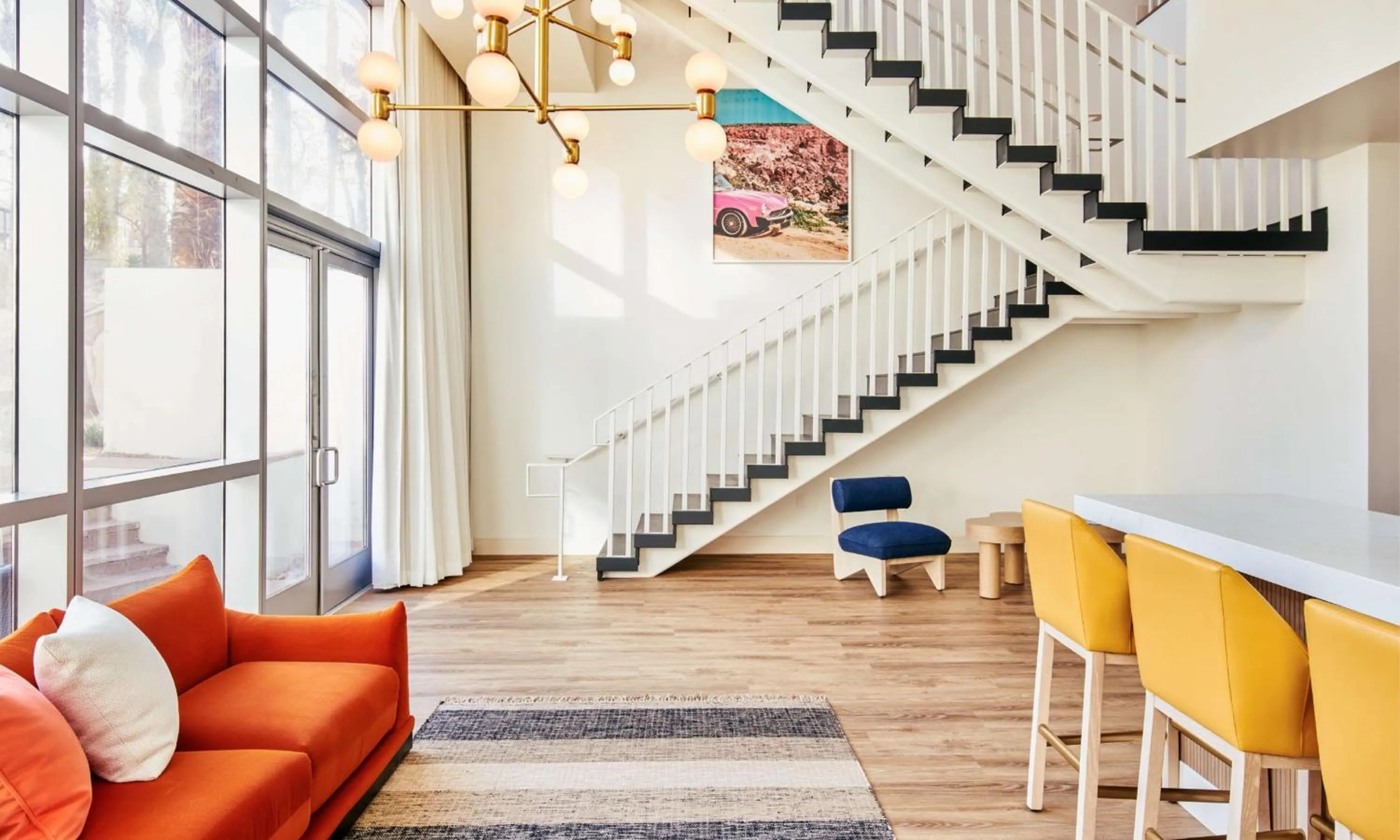 Living room in Virgin Hotels Las Vegas, Curio Collection by Hilton