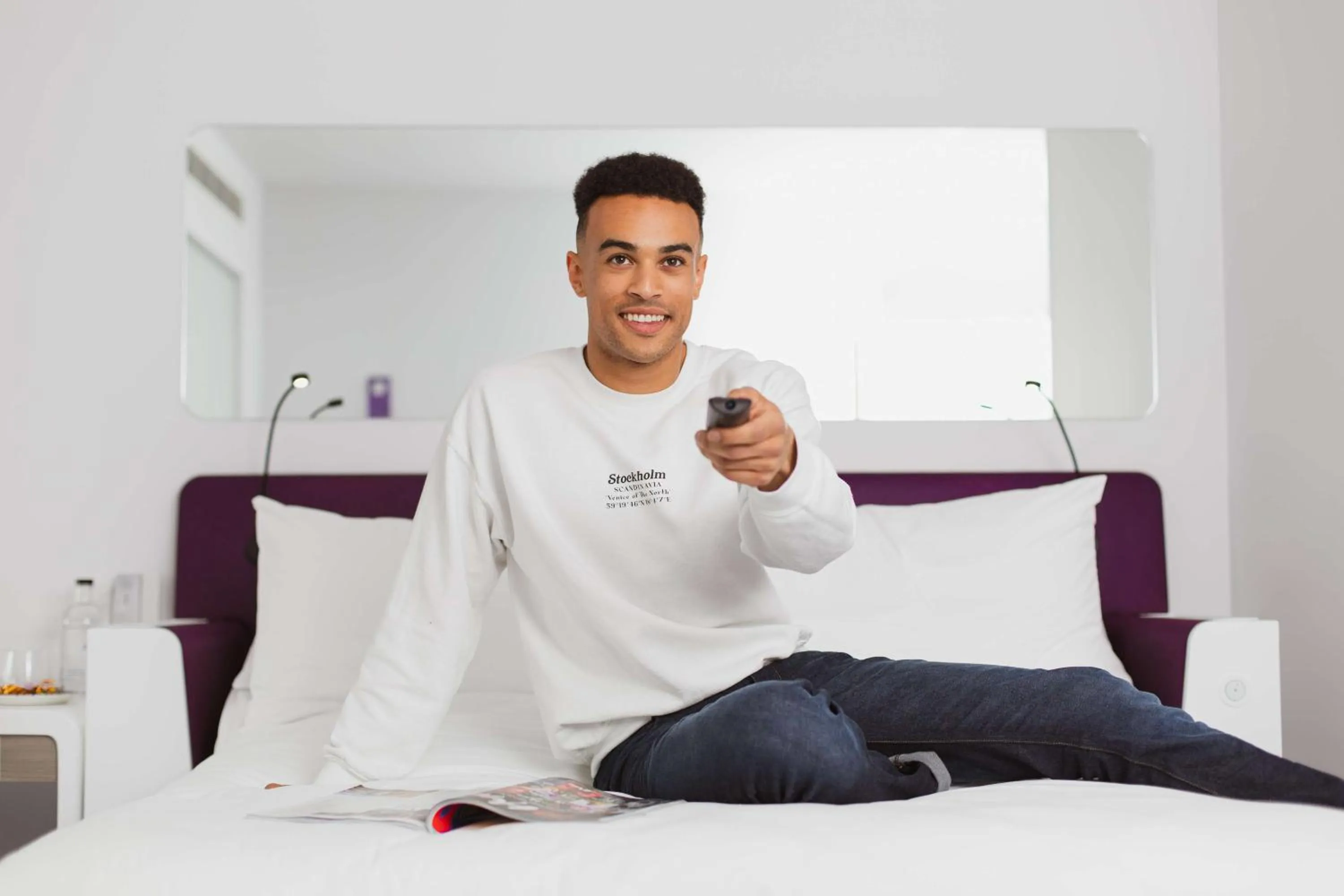 People, Bed in YOTEL Glasgow