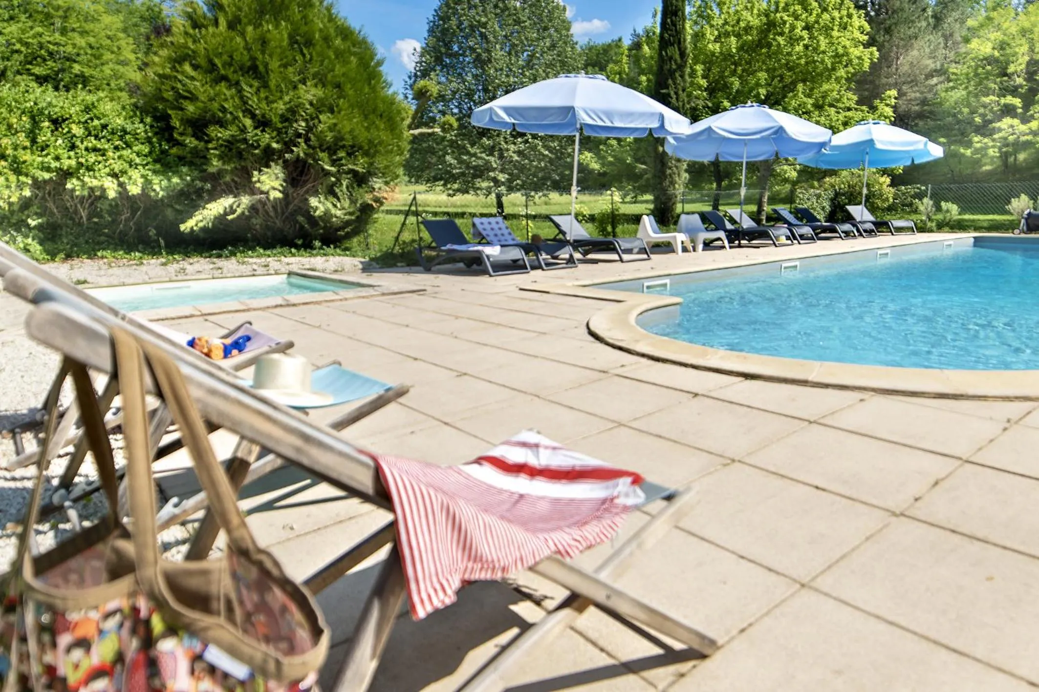Pool view in Gites La Source