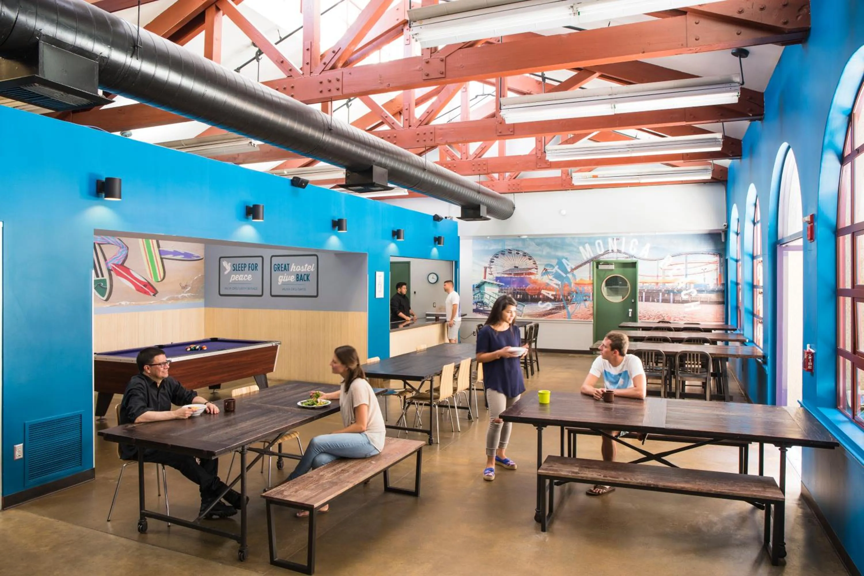 group of guests in HI Los Angeles Santa Monica Hostel