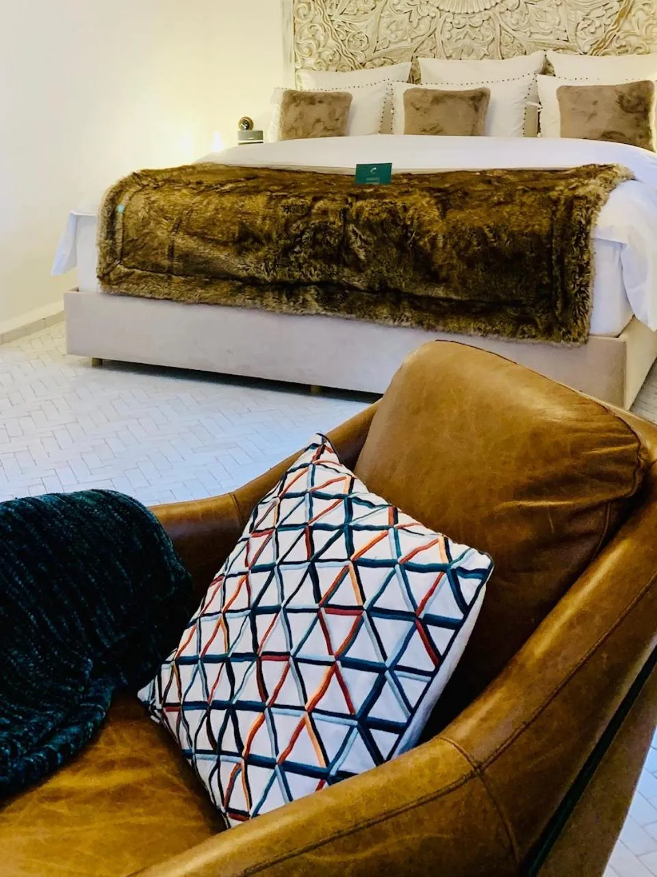 Seating area, Bed in Riad Dar Yasaman