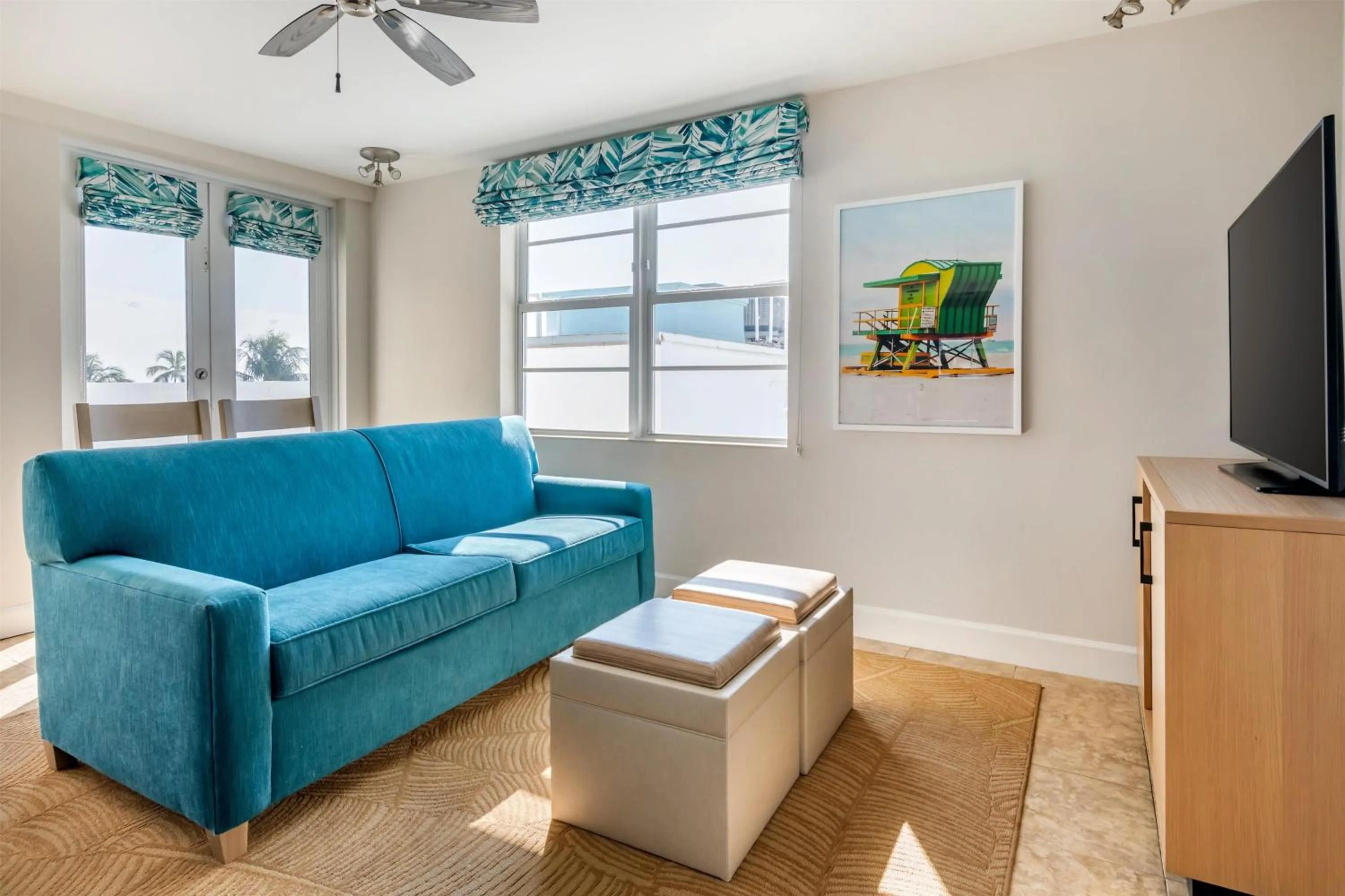 Living room in Hilton Vacation Club Crescent on South Beach Miami