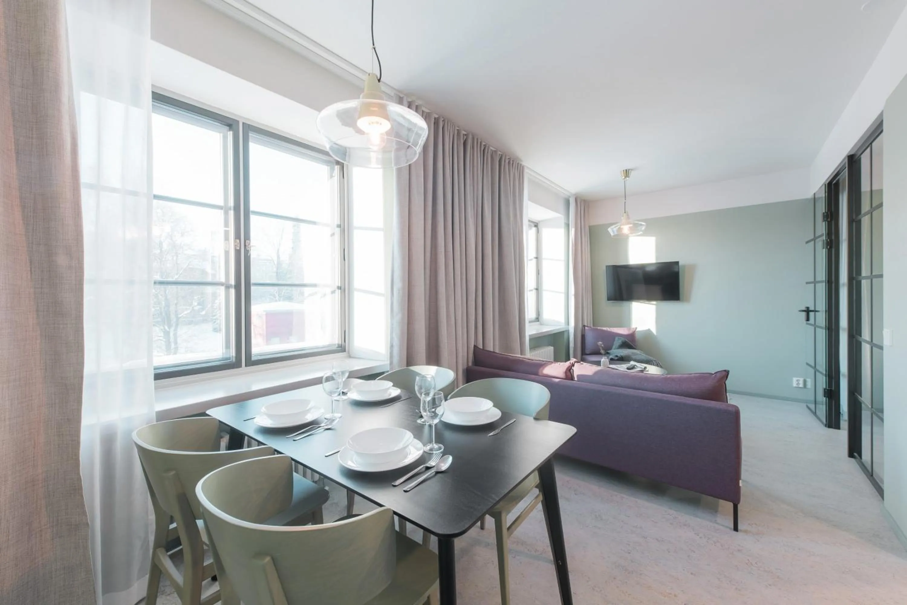 Dining area, Bed in Forenom Aparthotel Jyväskylä