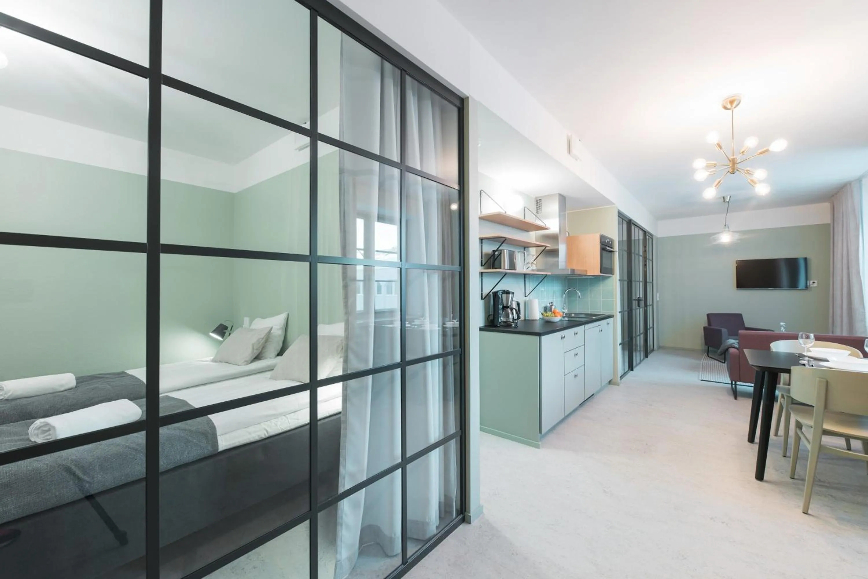 Kitchen or kitchenette in Forenom Aparthotel Jyväskylä