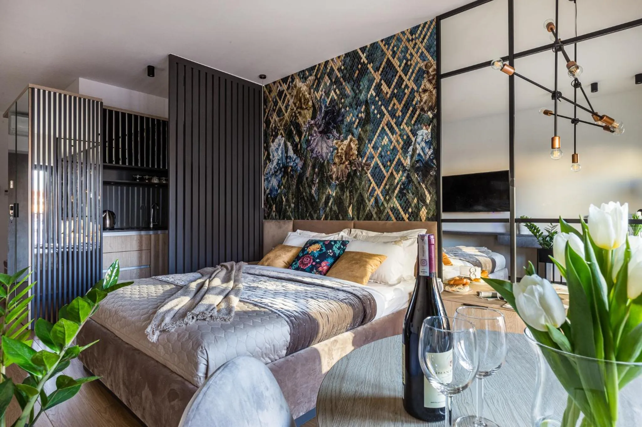 Bed in Fragola Apartments Rajska 3 - modern studios, park