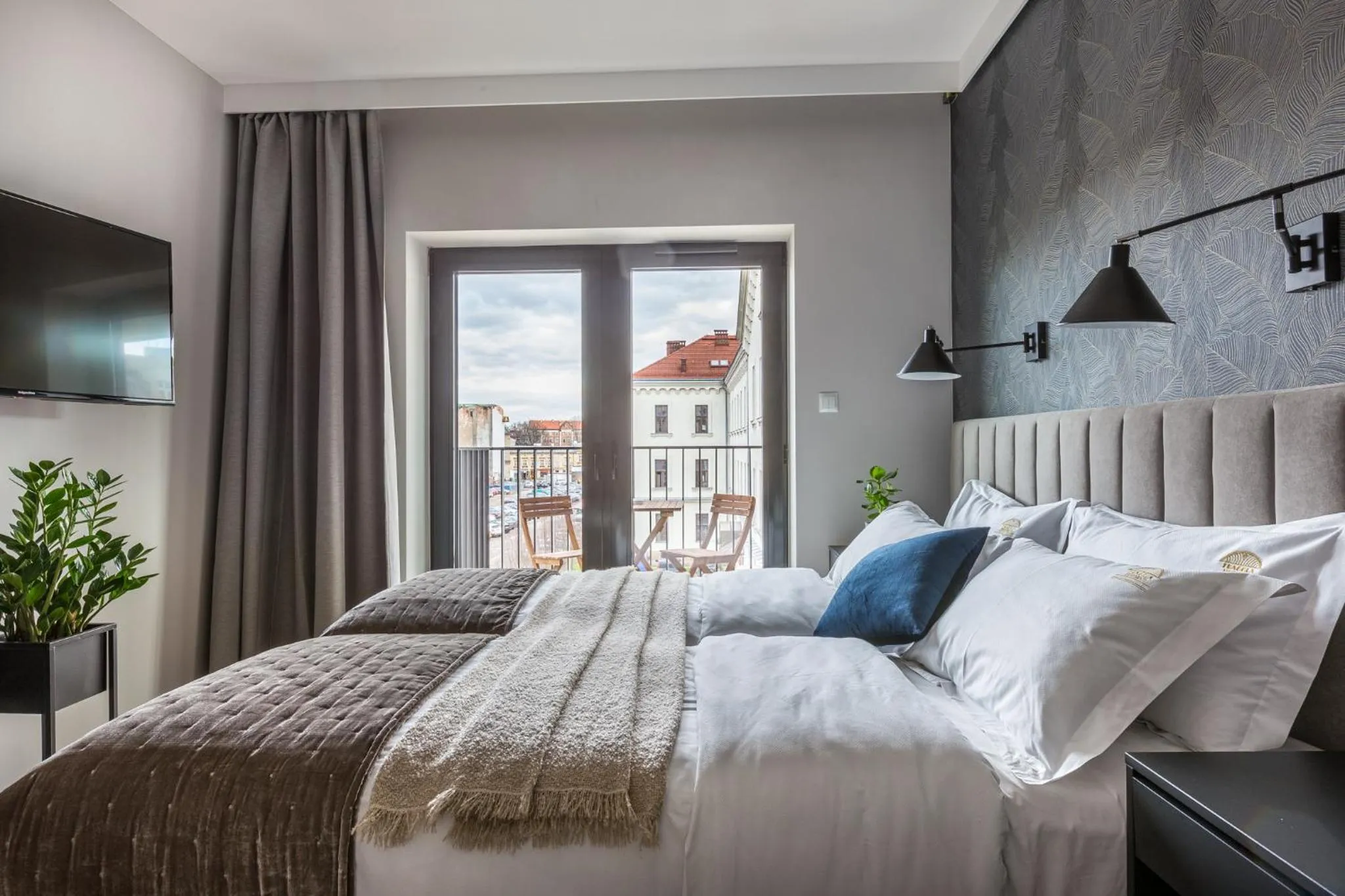 Bed in Fragola Apartments Rajska 3 - modern studios, park