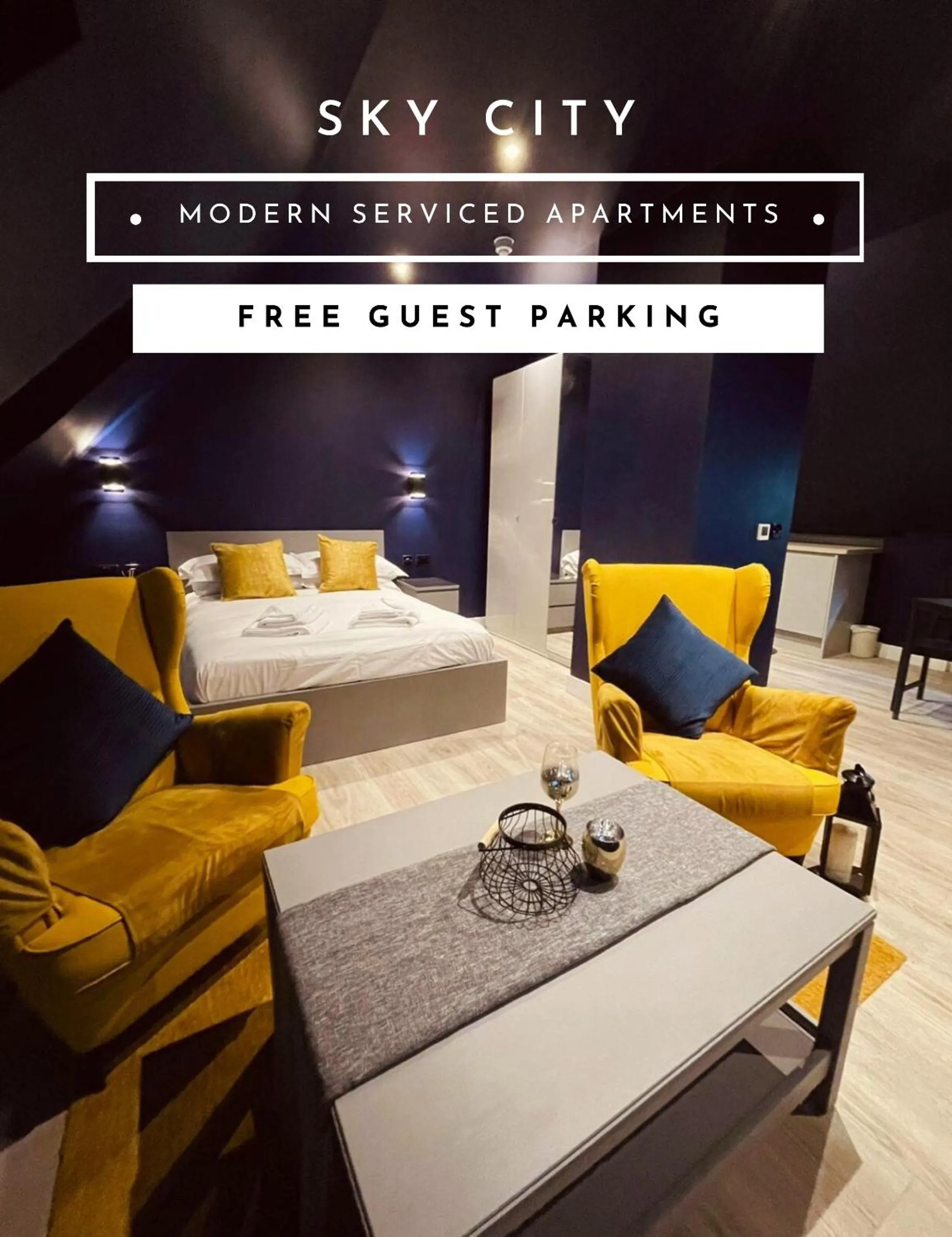 Bedroom in Sky City Apartments