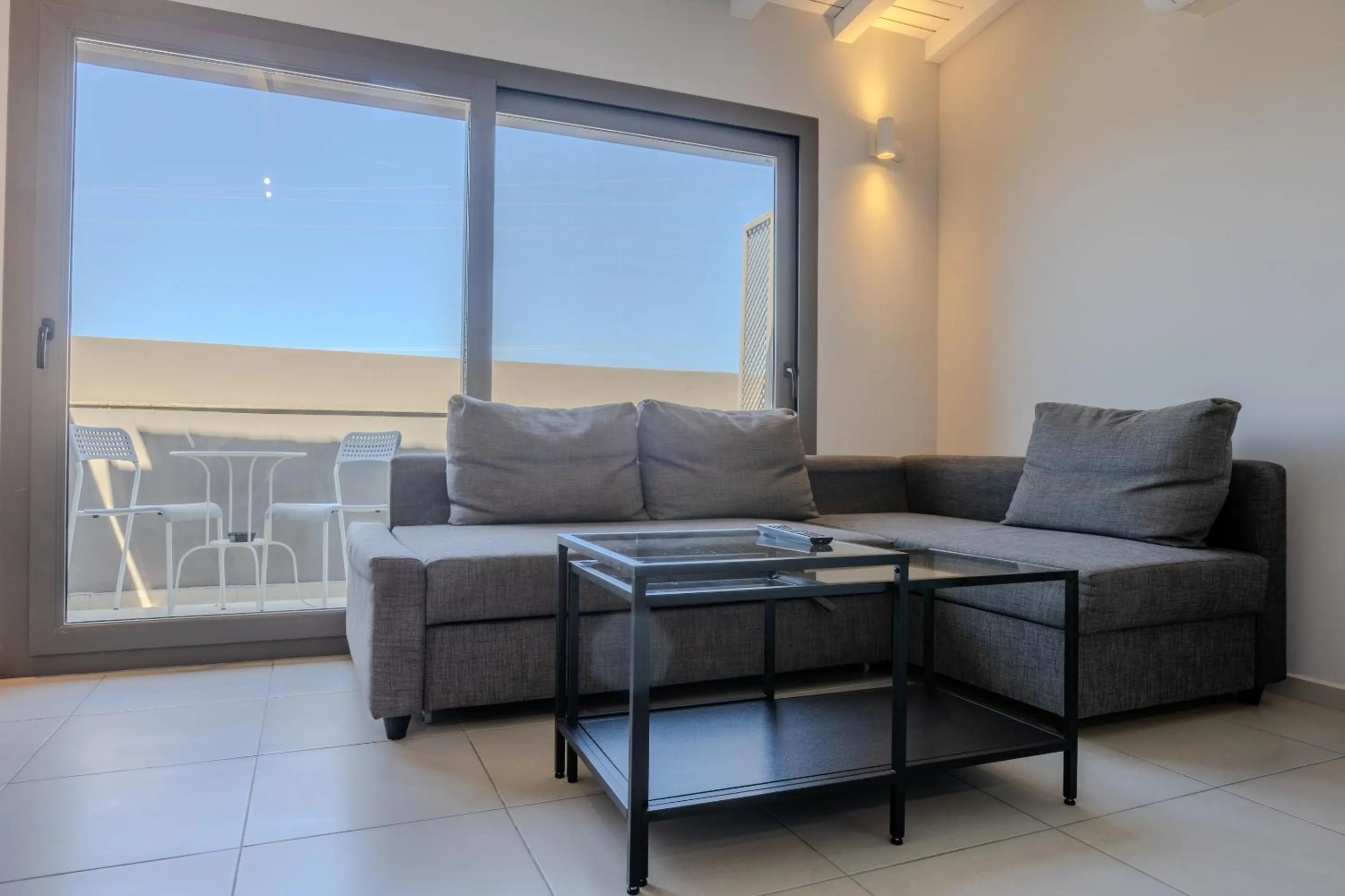 Living room in AEGEAN Apartments - Marina & Chios Island View