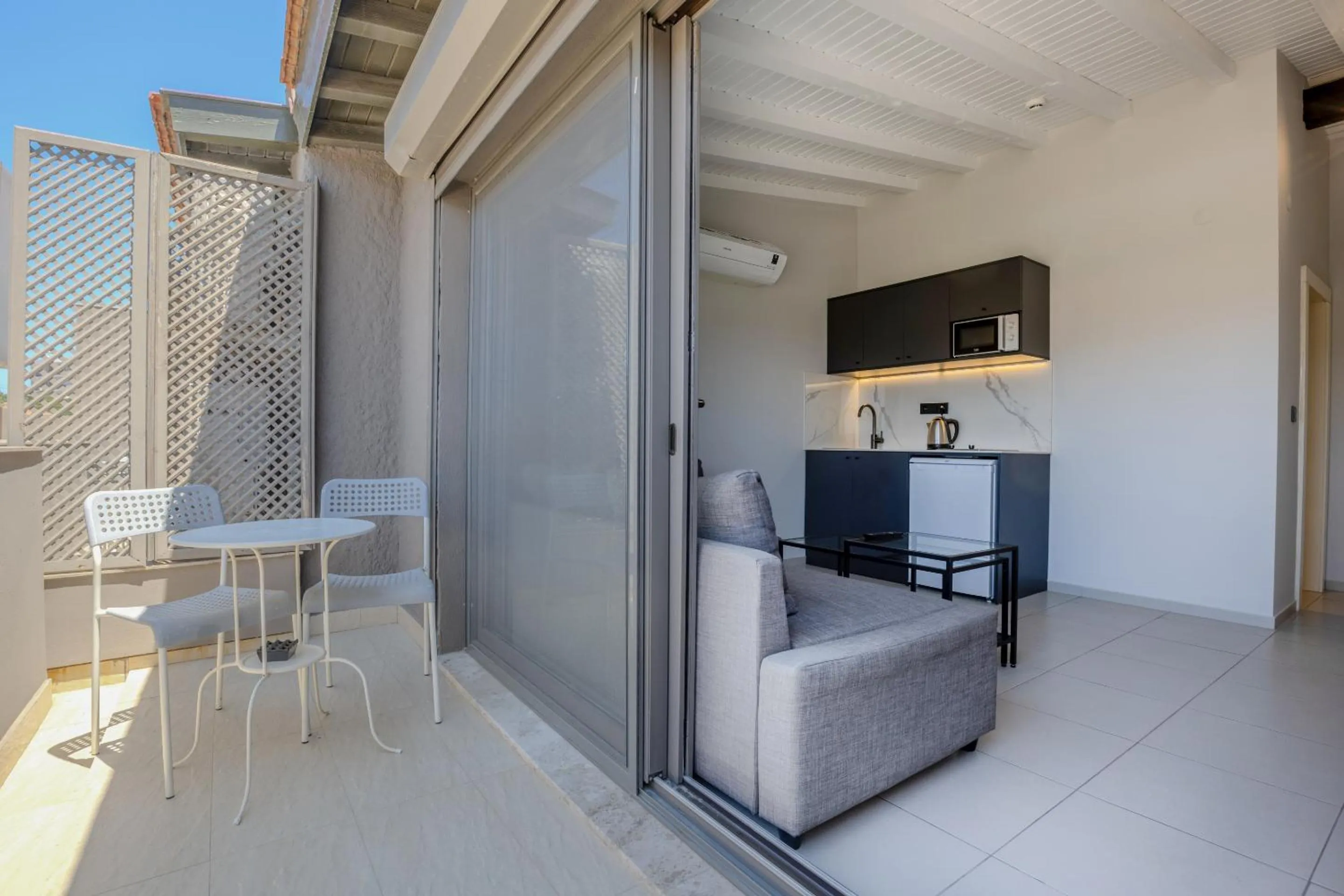 Balcony/Terrace in AEGEAN Apartments - Marina & Chios Island View