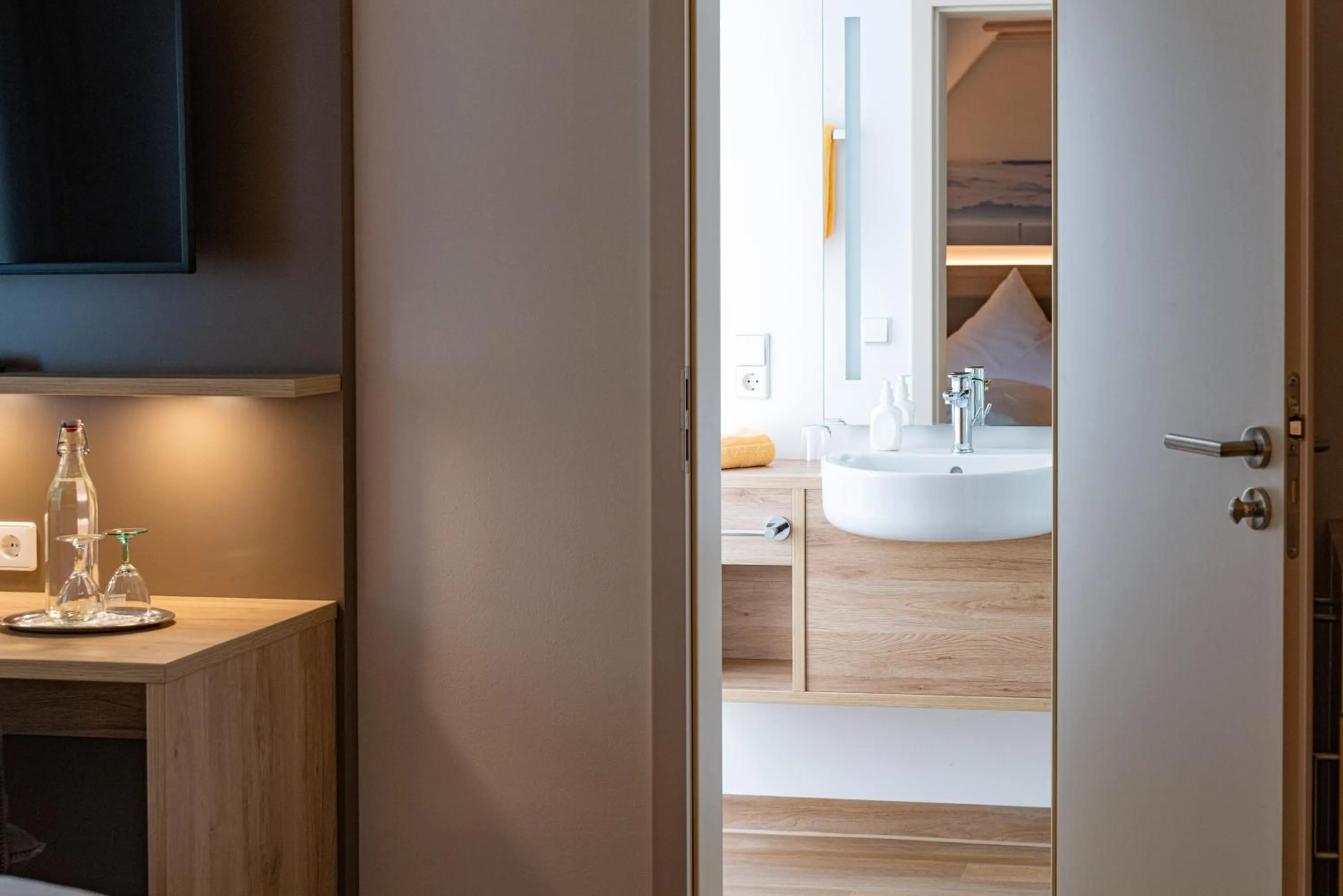 Bathroom, Bed in Landgasthof Keller