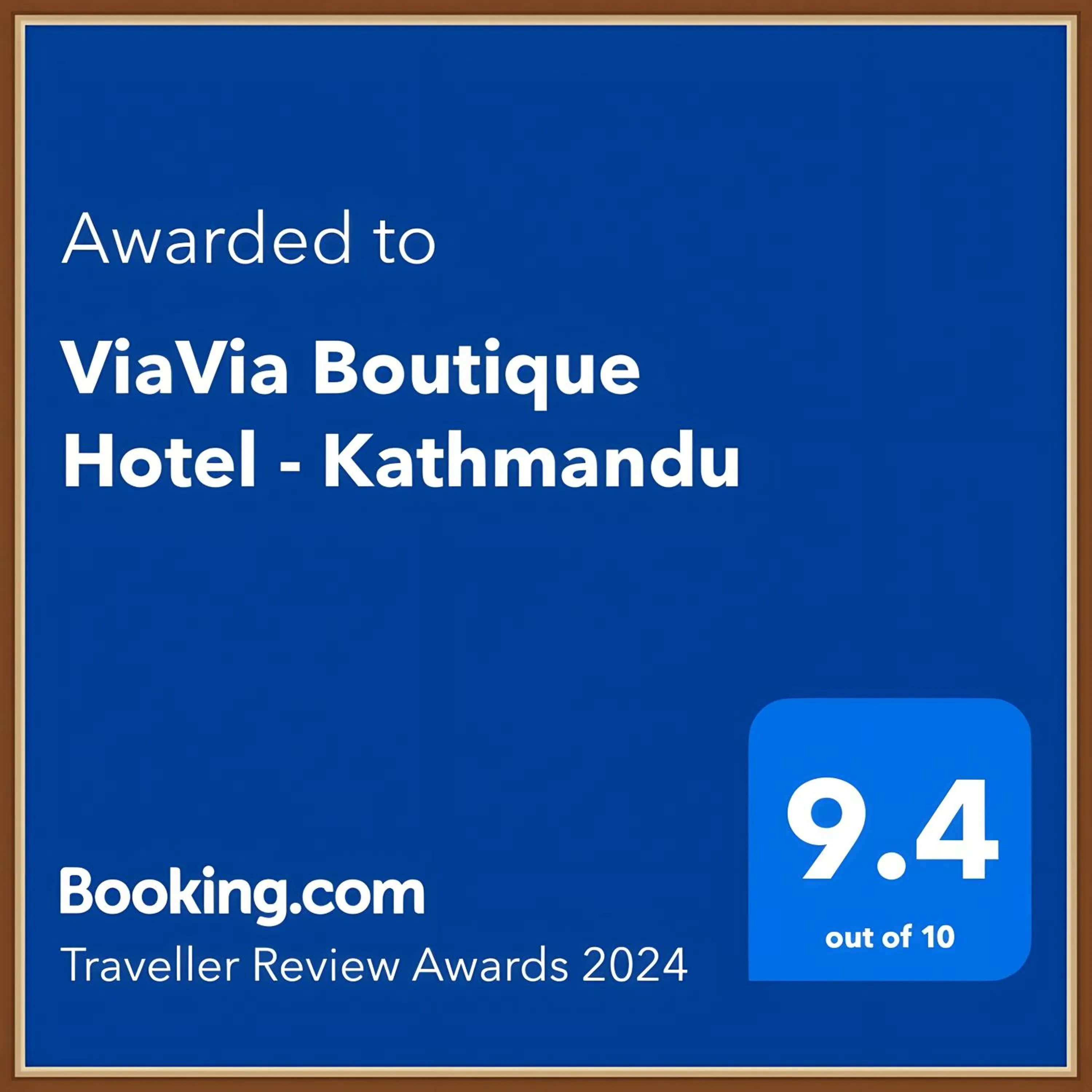 Certificate/Award in ViaVia Boutique Hotel - Kathmandu