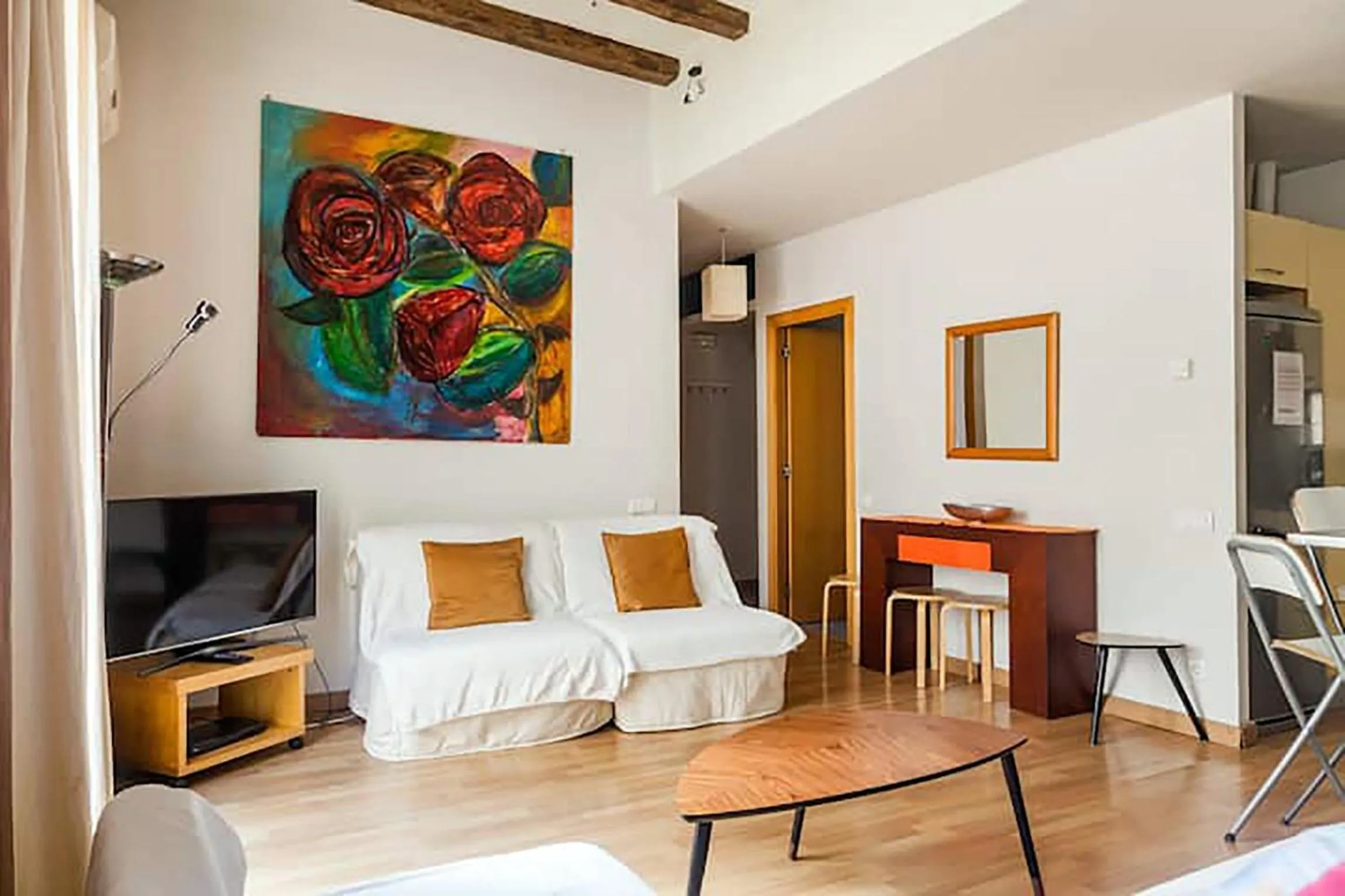 Living room, Bed in Bcn-rentals apartments in the Old town