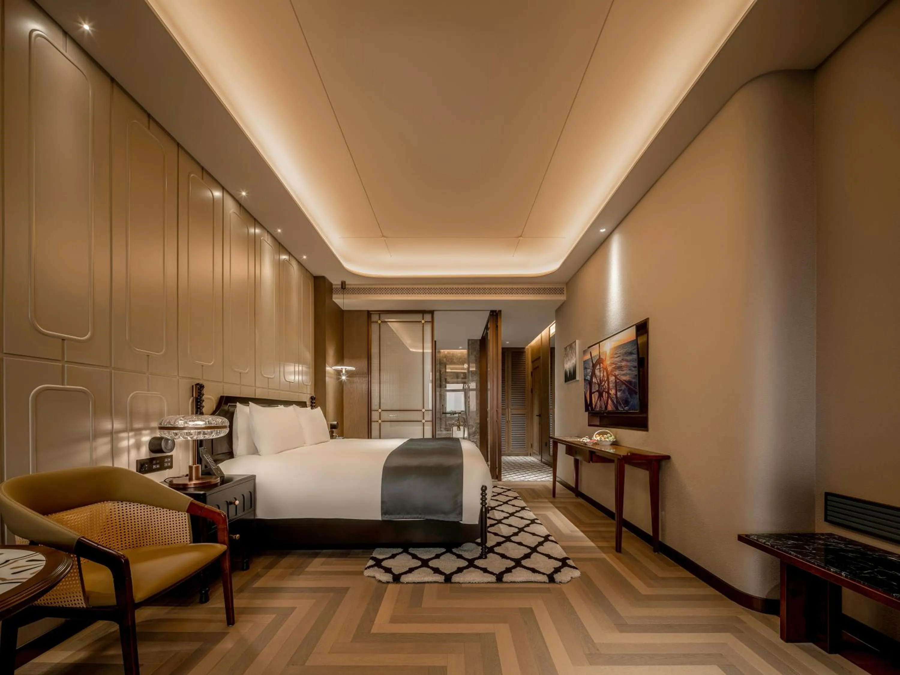 Bedroom, Bed in Xiamen Lujiang Harbourview Hotel