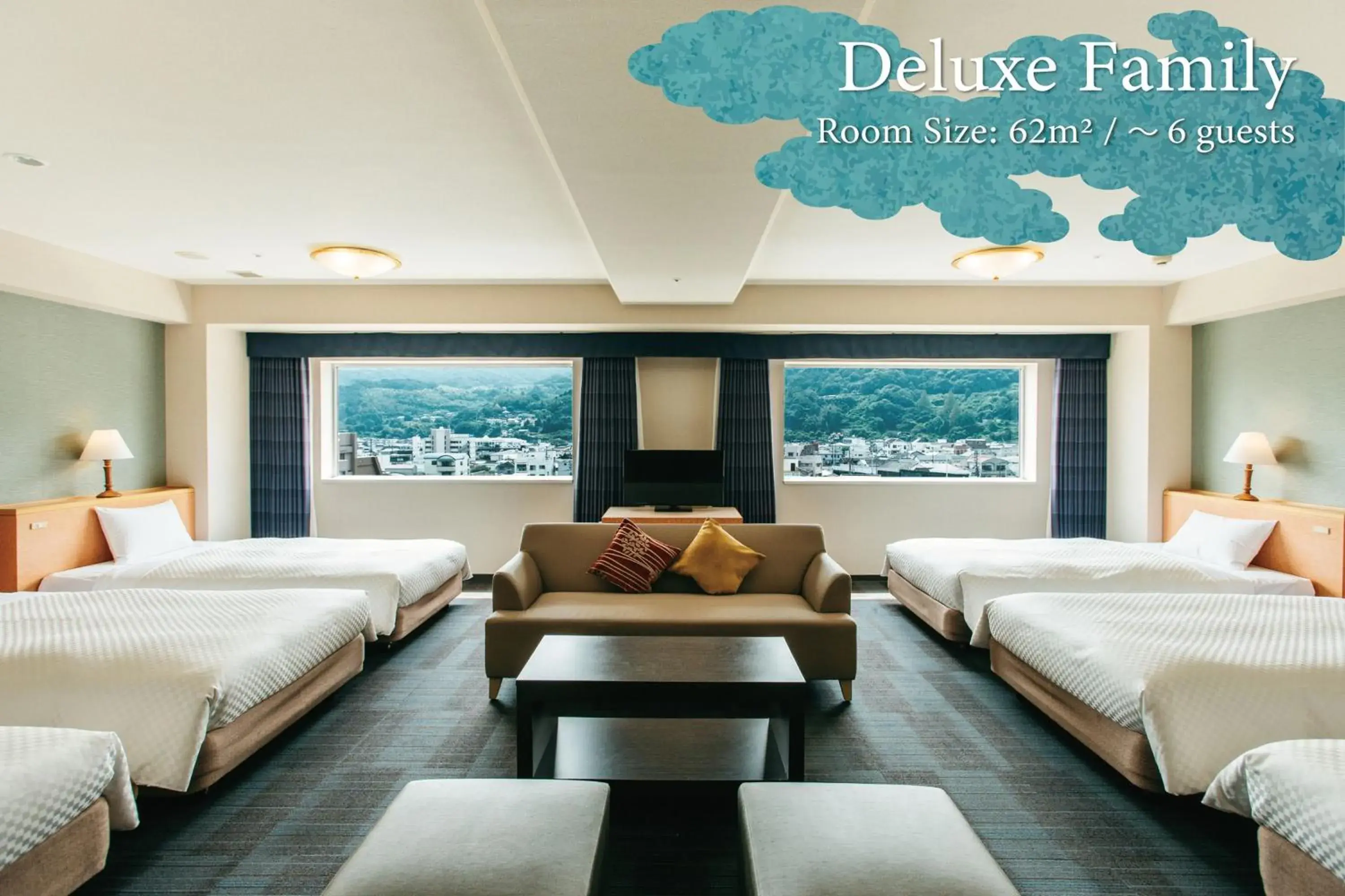 Deluxe Family Room with 6 Bed - single occupancy - Nonsmoking in KAMENOI HOTEL Beppu Deluxe Family Room with 6 Bed - single occupancy - Nonsmoking in KAMENOI HOTEL Beppu