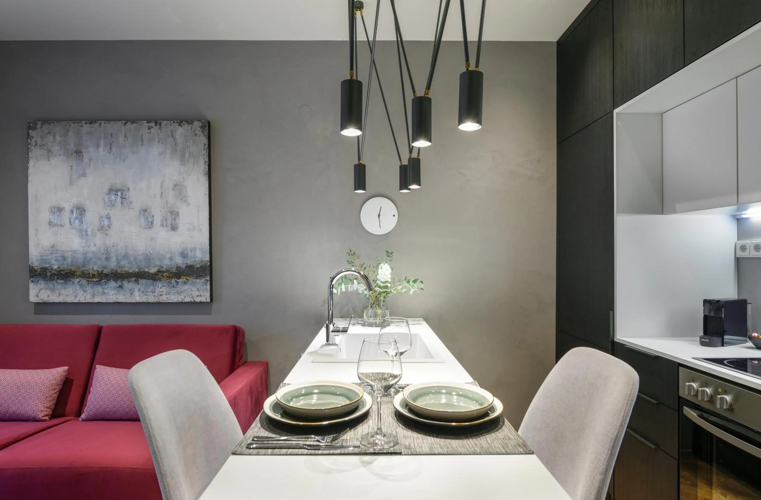 Kitchen or kitchenette in Olvios Luxury Suites